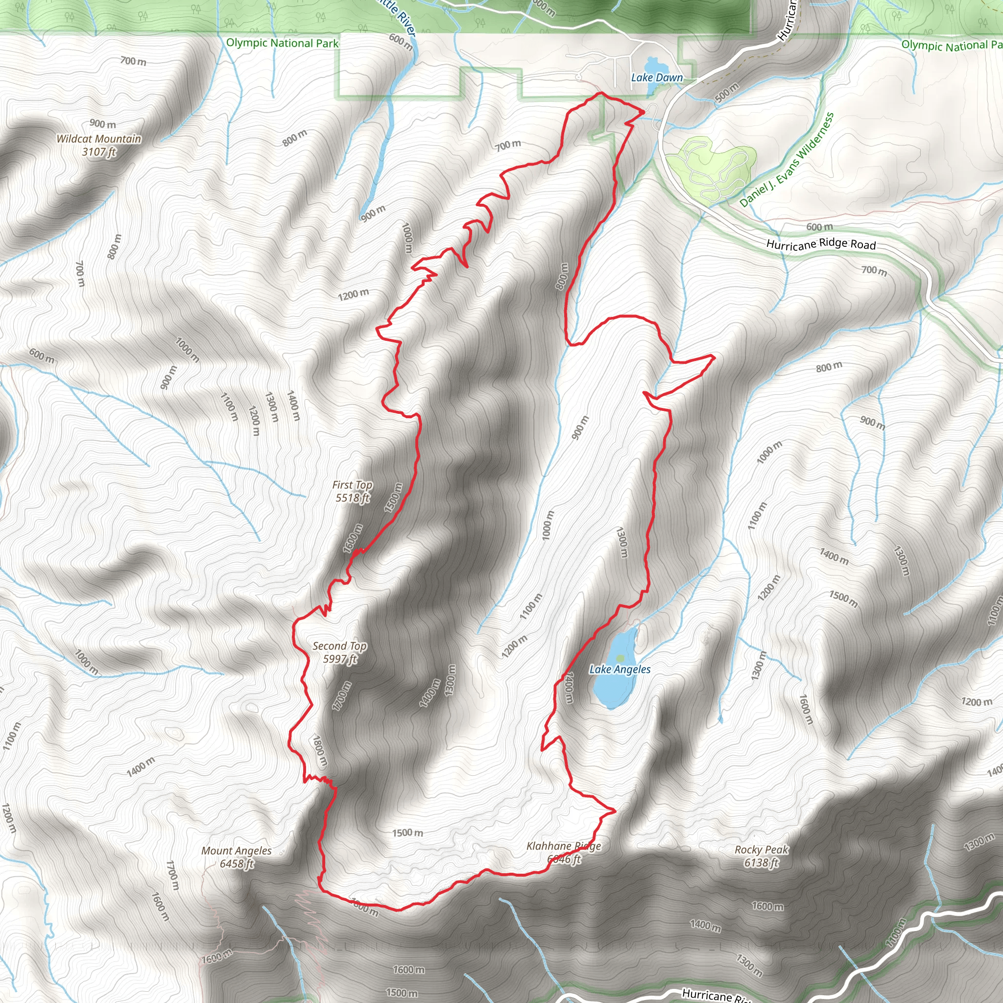 Lake Angeles Trail and Heather Park Trail mobile static map
