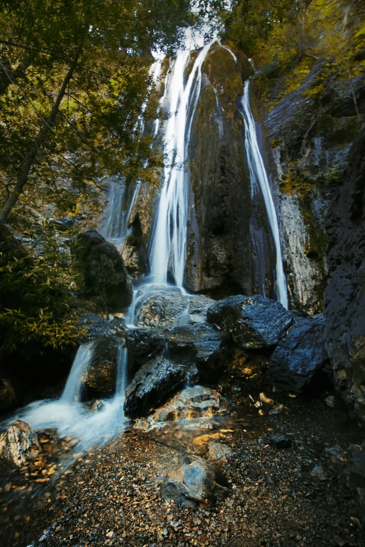 An image depicting the trail Rose Valley Falls Trail from Rose Valley Campground and its surrounding area.