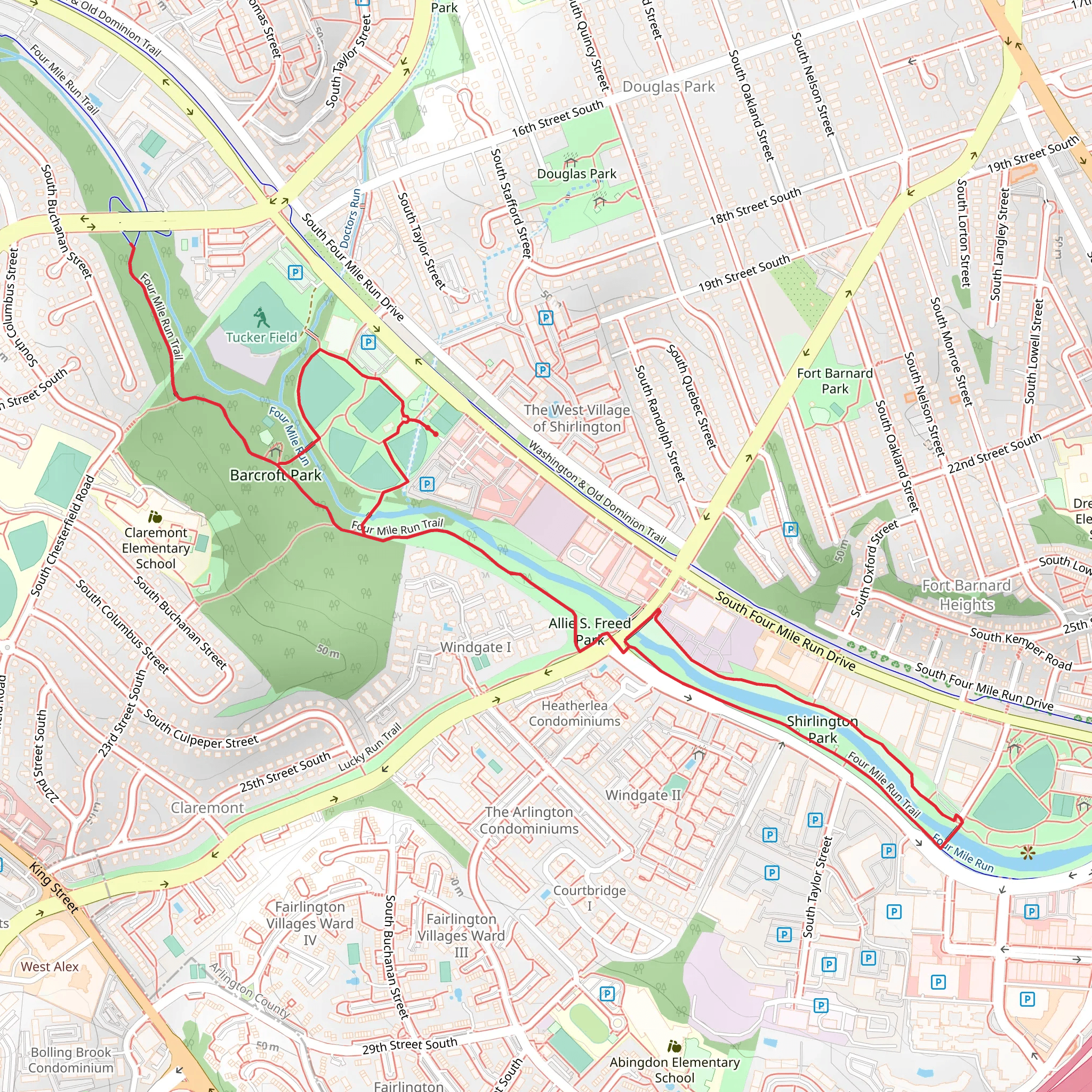 Four Mile Run Loop Trail - Barcroft Park mobile static map