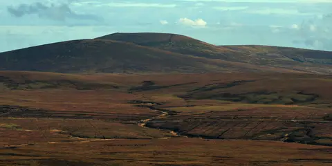 An image depicting the trail War Hill from Ballinastoe Wood and its surrounding area.