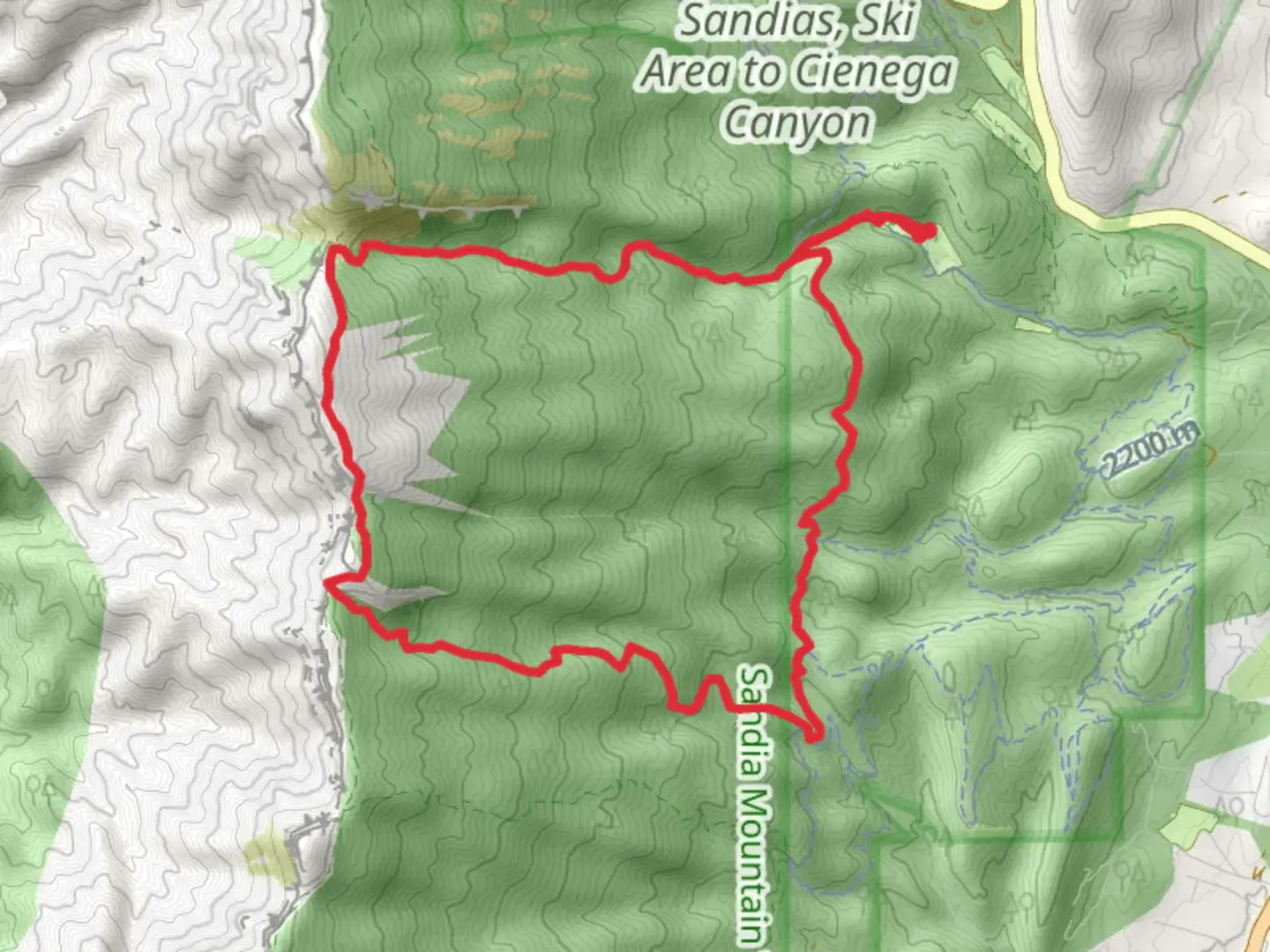 An image depicting the trail Cienega Spring and Canoncito Loop Trail and its surrounding area.