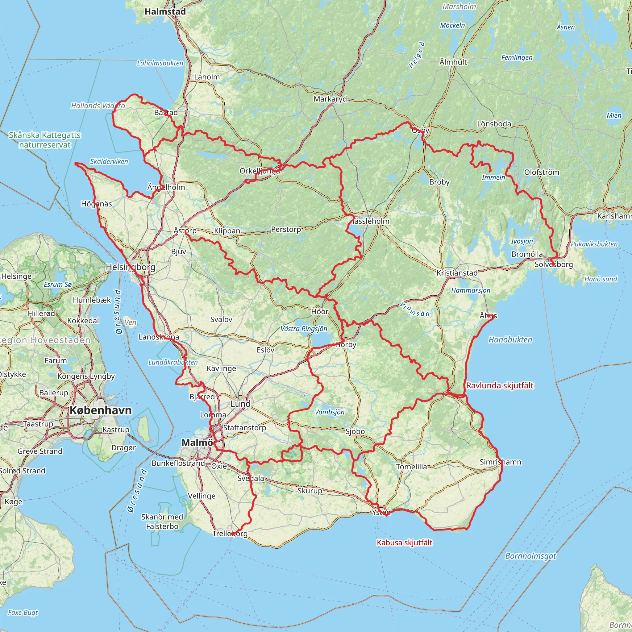 Skåneleden Trail mobile static map