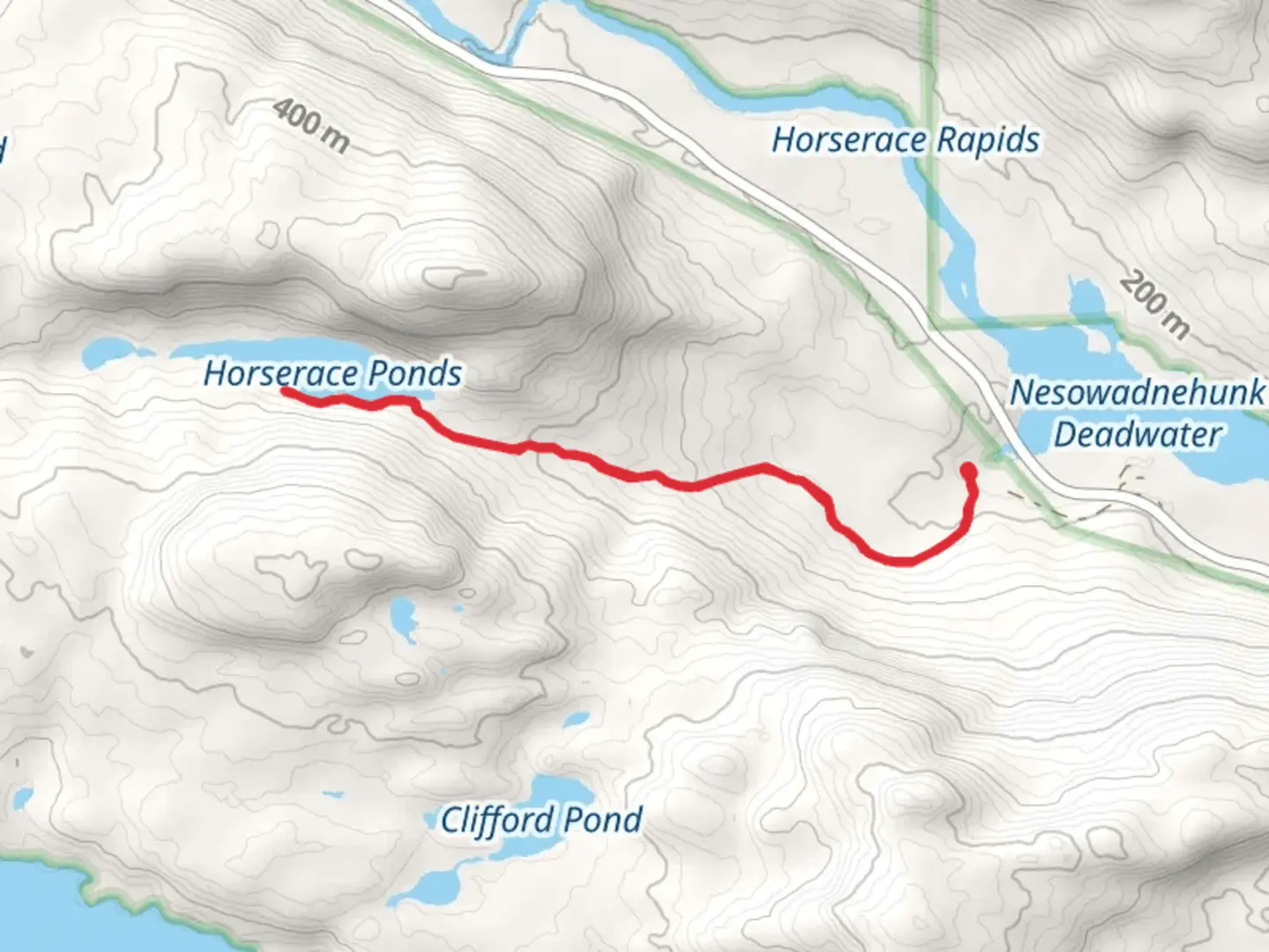 An image depicting the trail Horserace Pond Trail and its surrounding area.