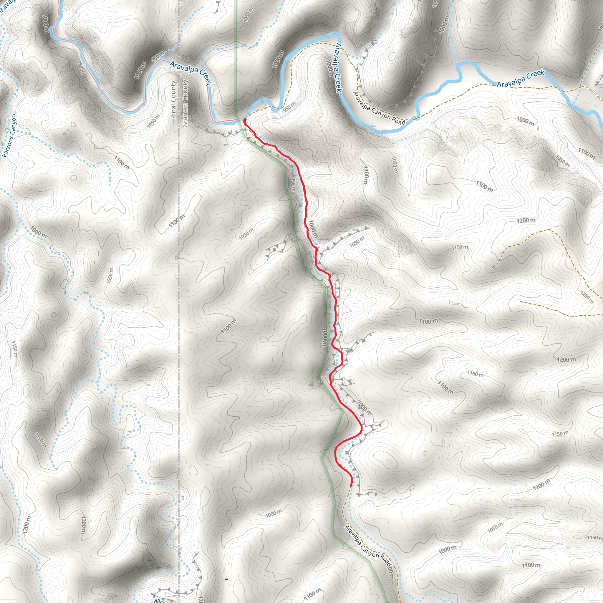 Aravaipa Canyon Road mobile static map