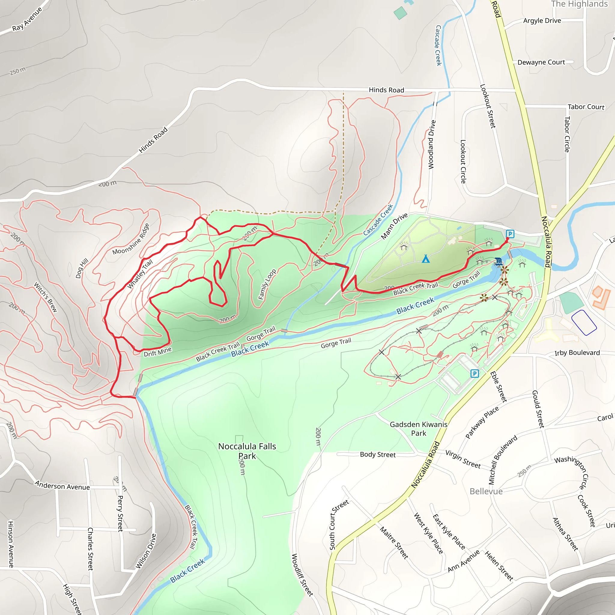 Black Creek, Whatley and Jeep Hill Loop Trail mobile static map