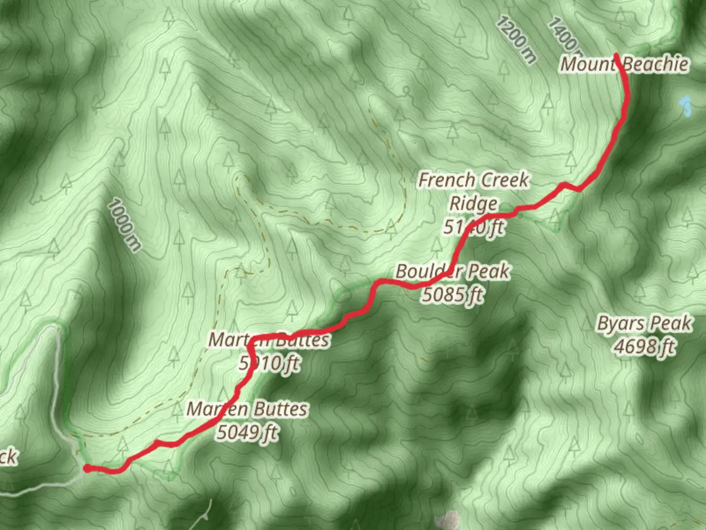 An image depicting the trail Mount Beachie via Beachie Trail and its surrounding area.