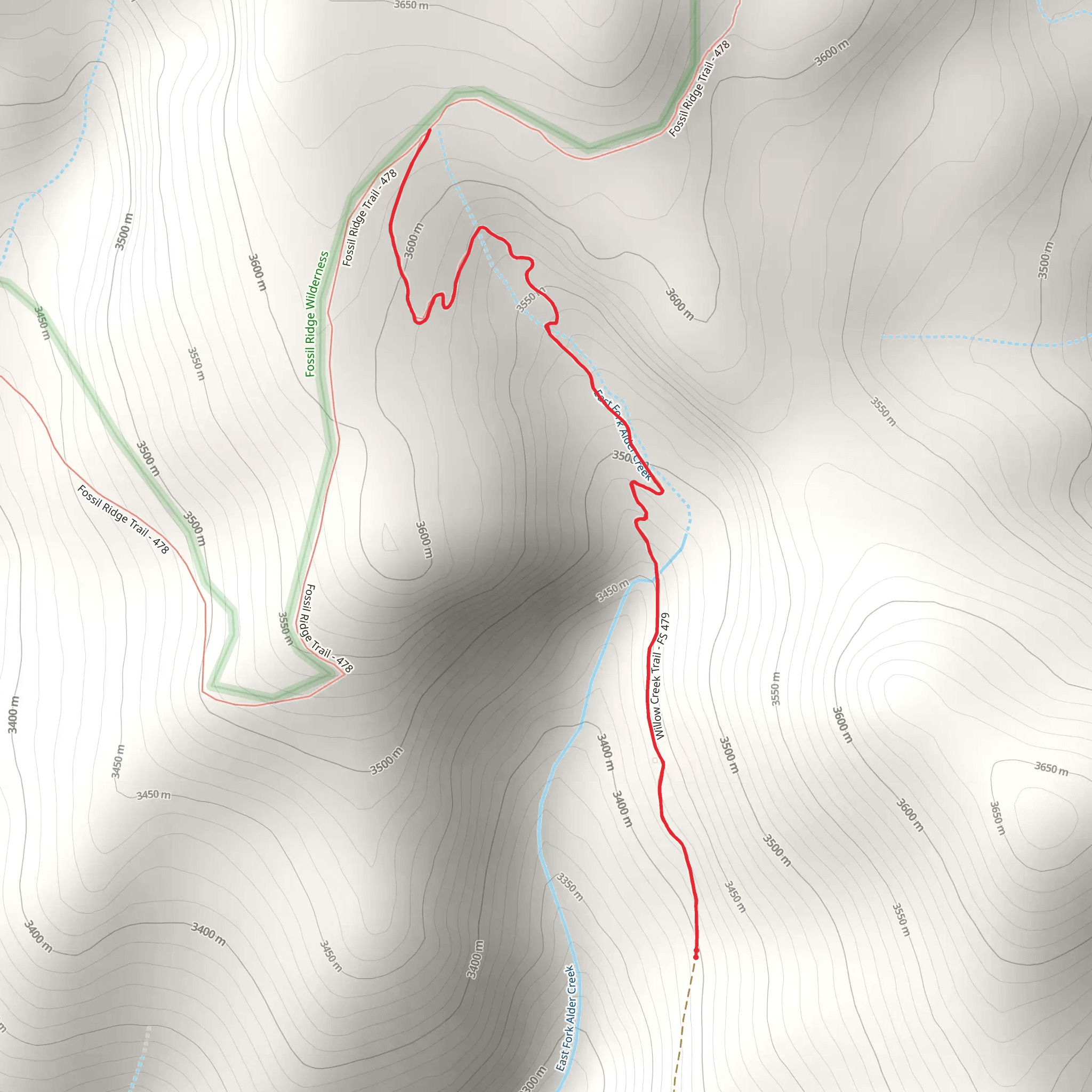 Willow Creek Trail mobile static map