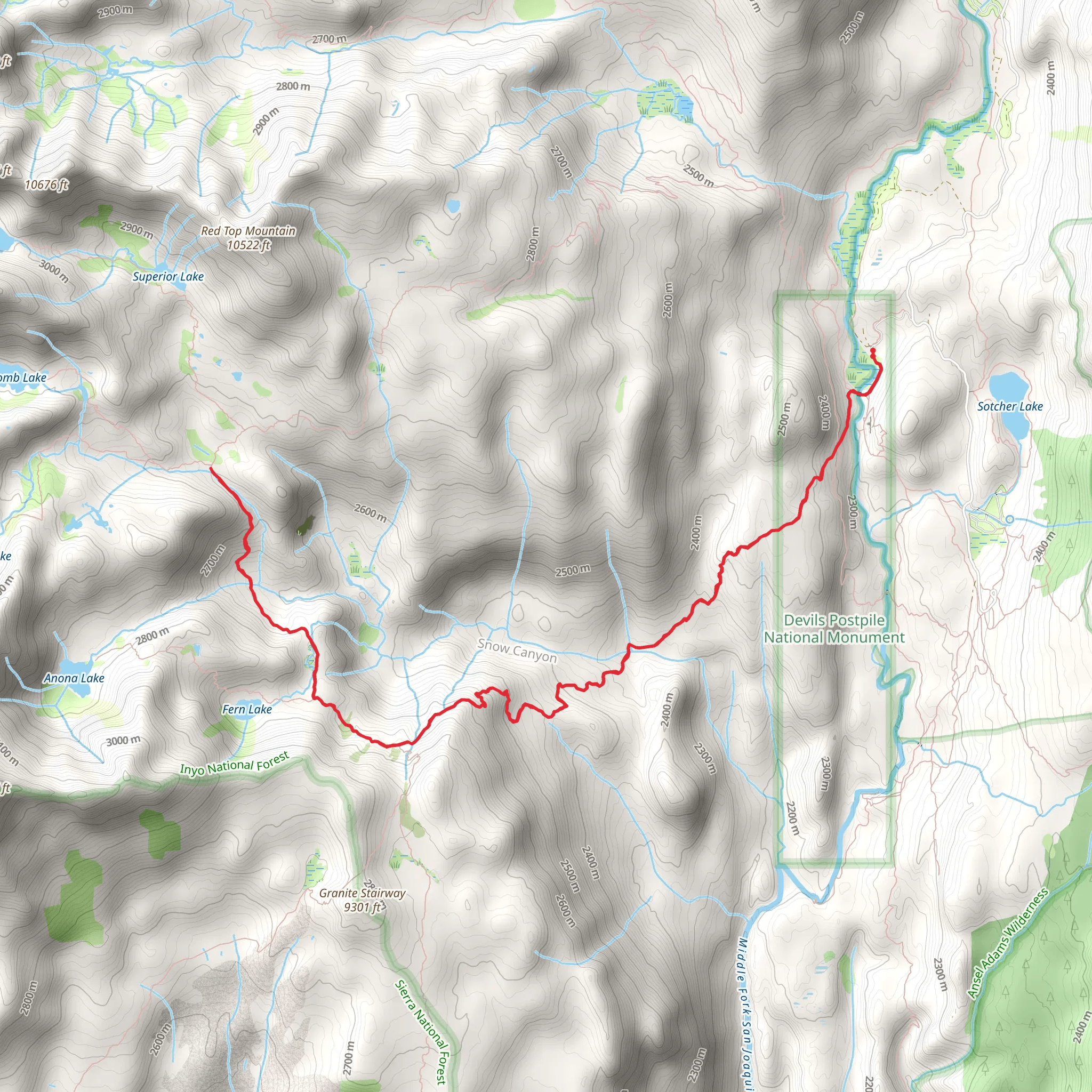Summit Meadow - Holcomb Cutoff via King Creek Trail mobile static map