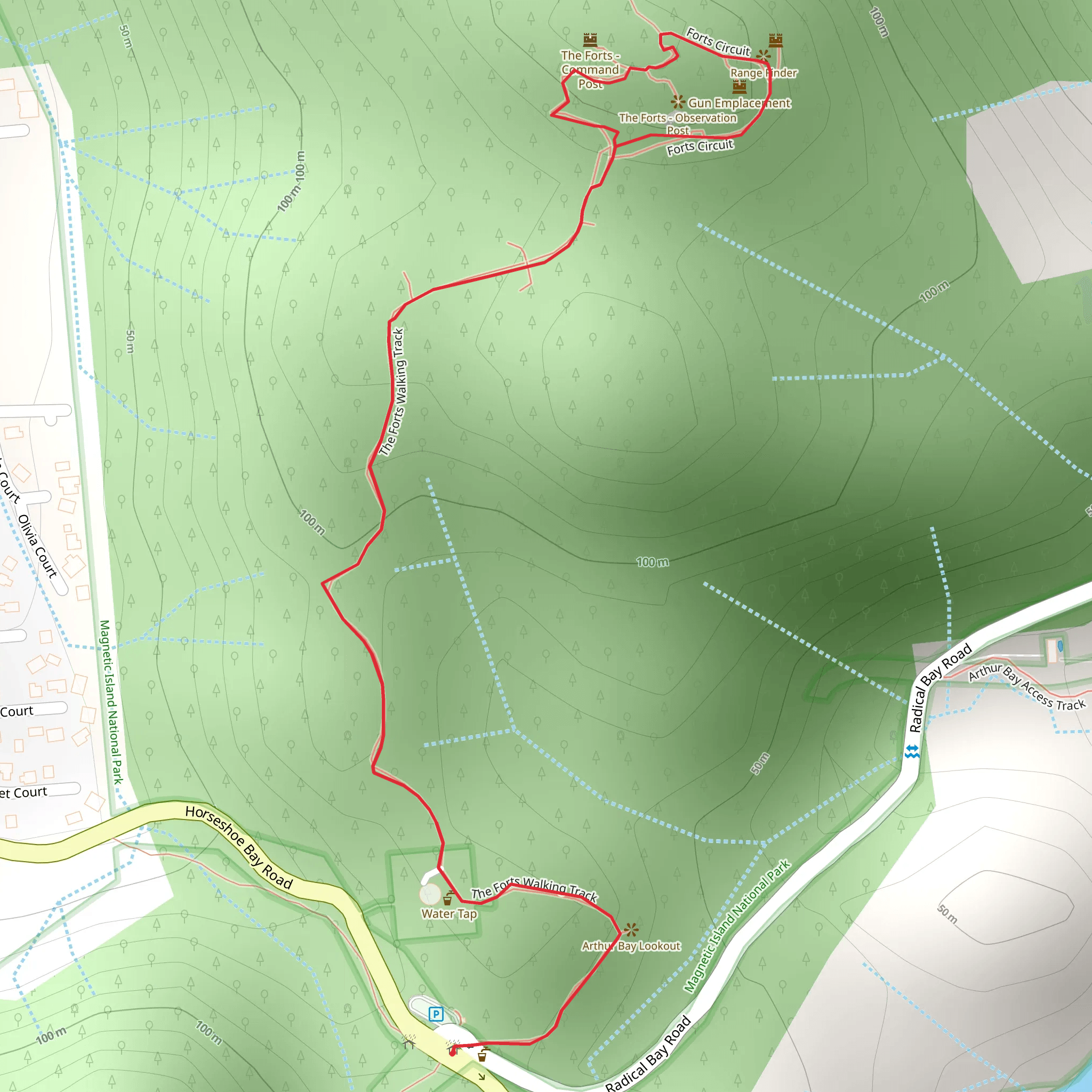 The Forts Walking Track mobile static map