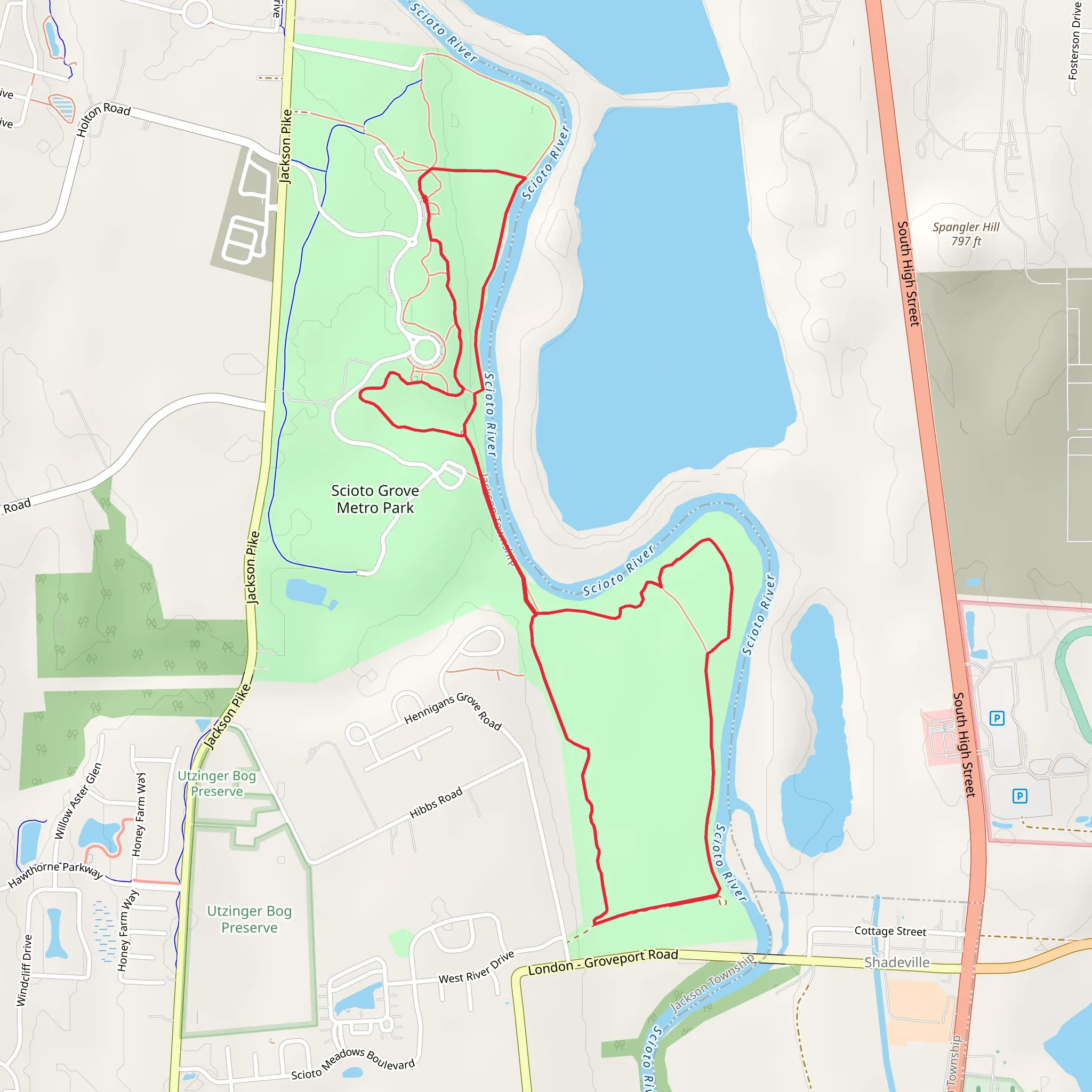 Scioto River - Scioto Grove Metro Park Loop mobile static map