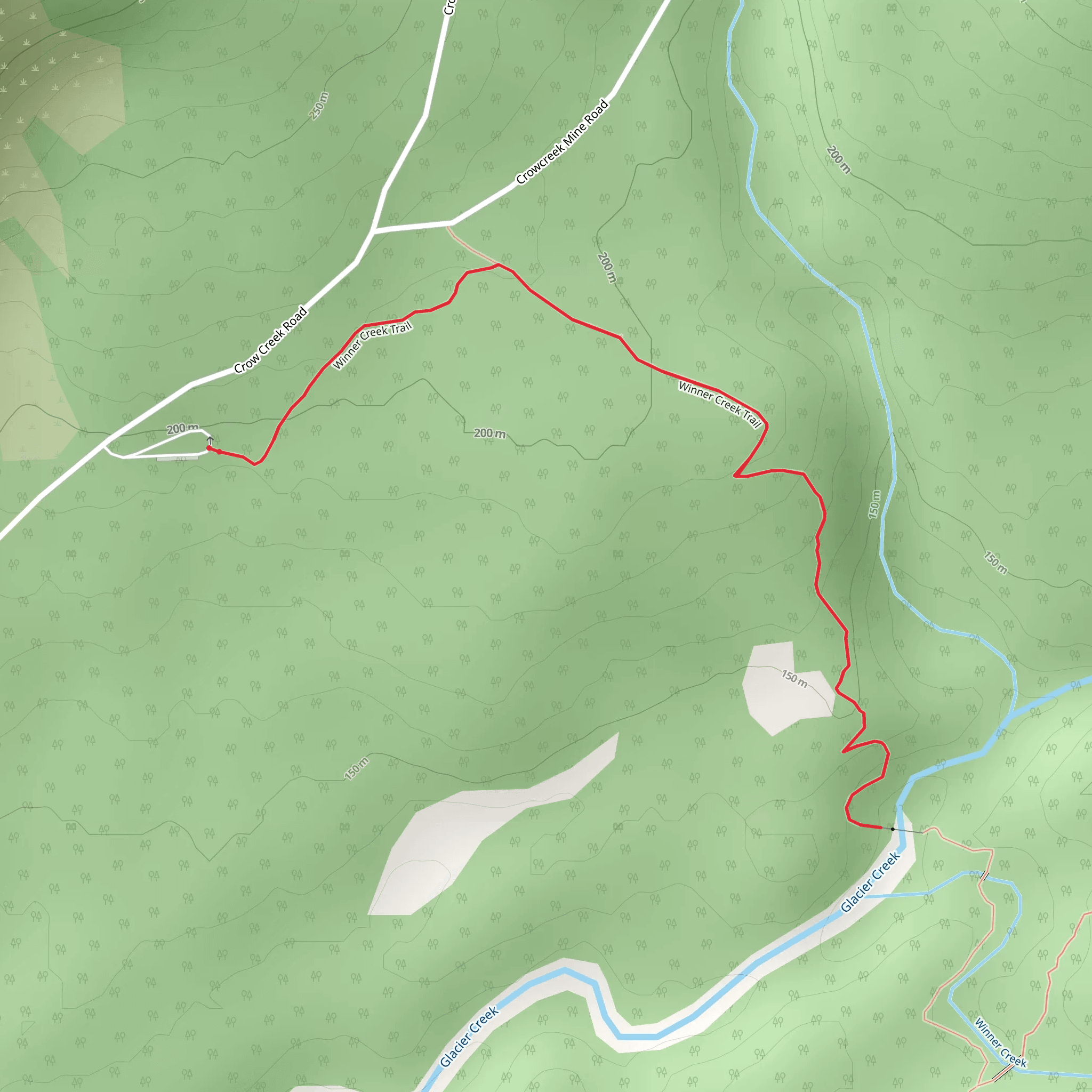 Glacier Creek via Winner Creek Trail mobile static map