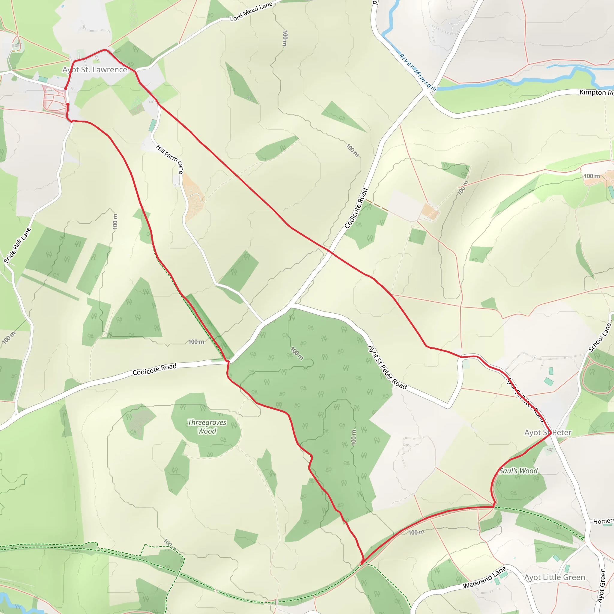 Ayot St Lawrence to Ayot St Peter Circular mobile static map