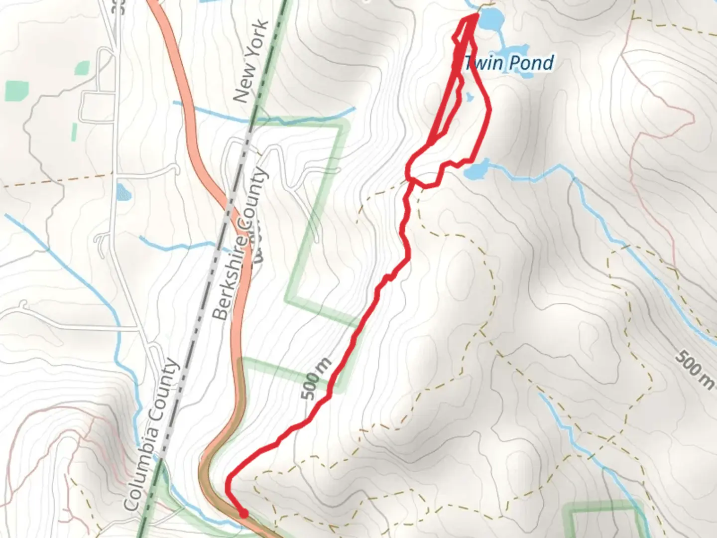An image depicting the trail Twin Pond and Cranberry Pond via Taconic Crest Trail and its surrounding area.