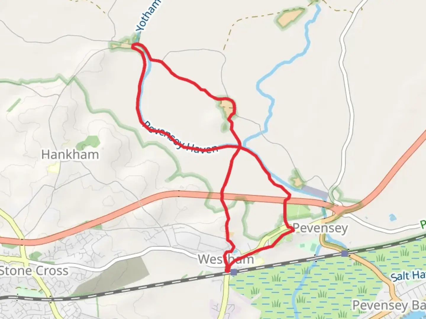An image depicting the trail Pevensey and Westham Loop and its surrounding area.