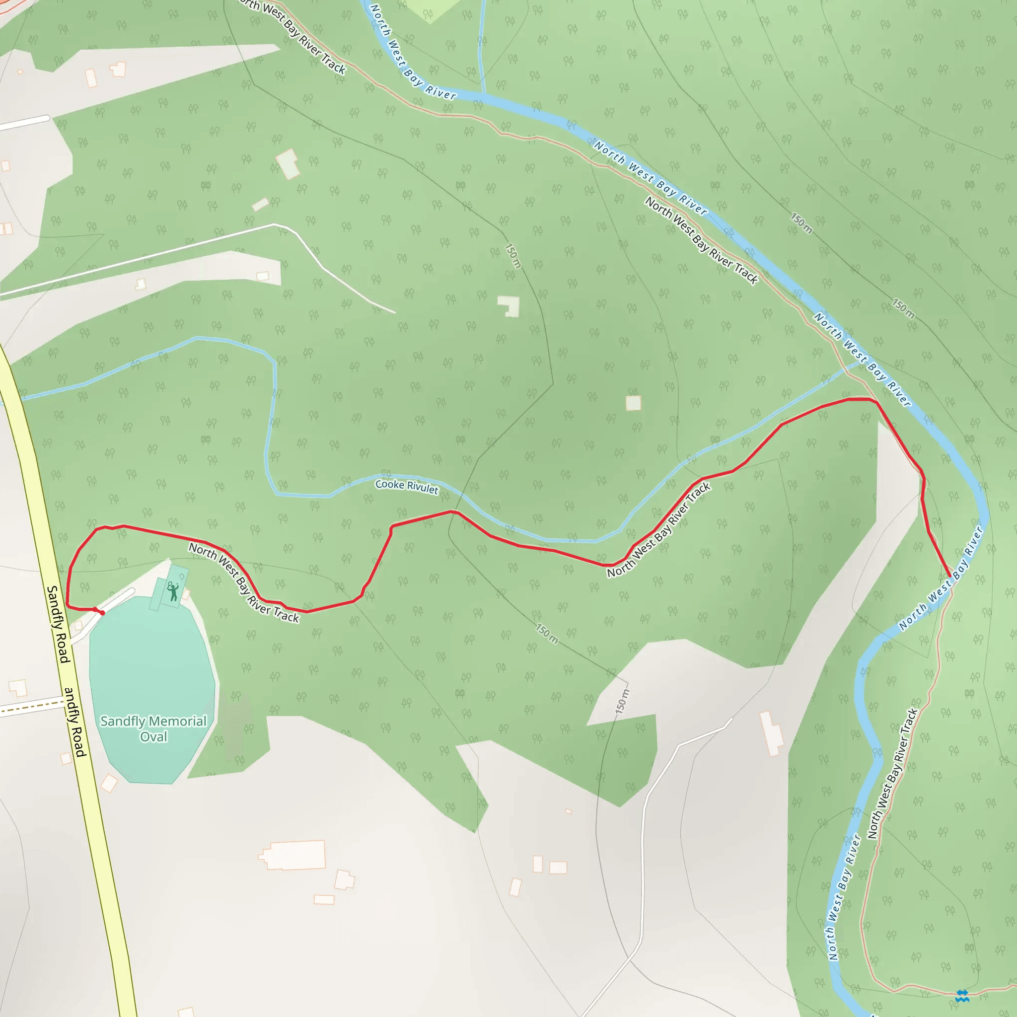 North West Bay River Track mobile static map