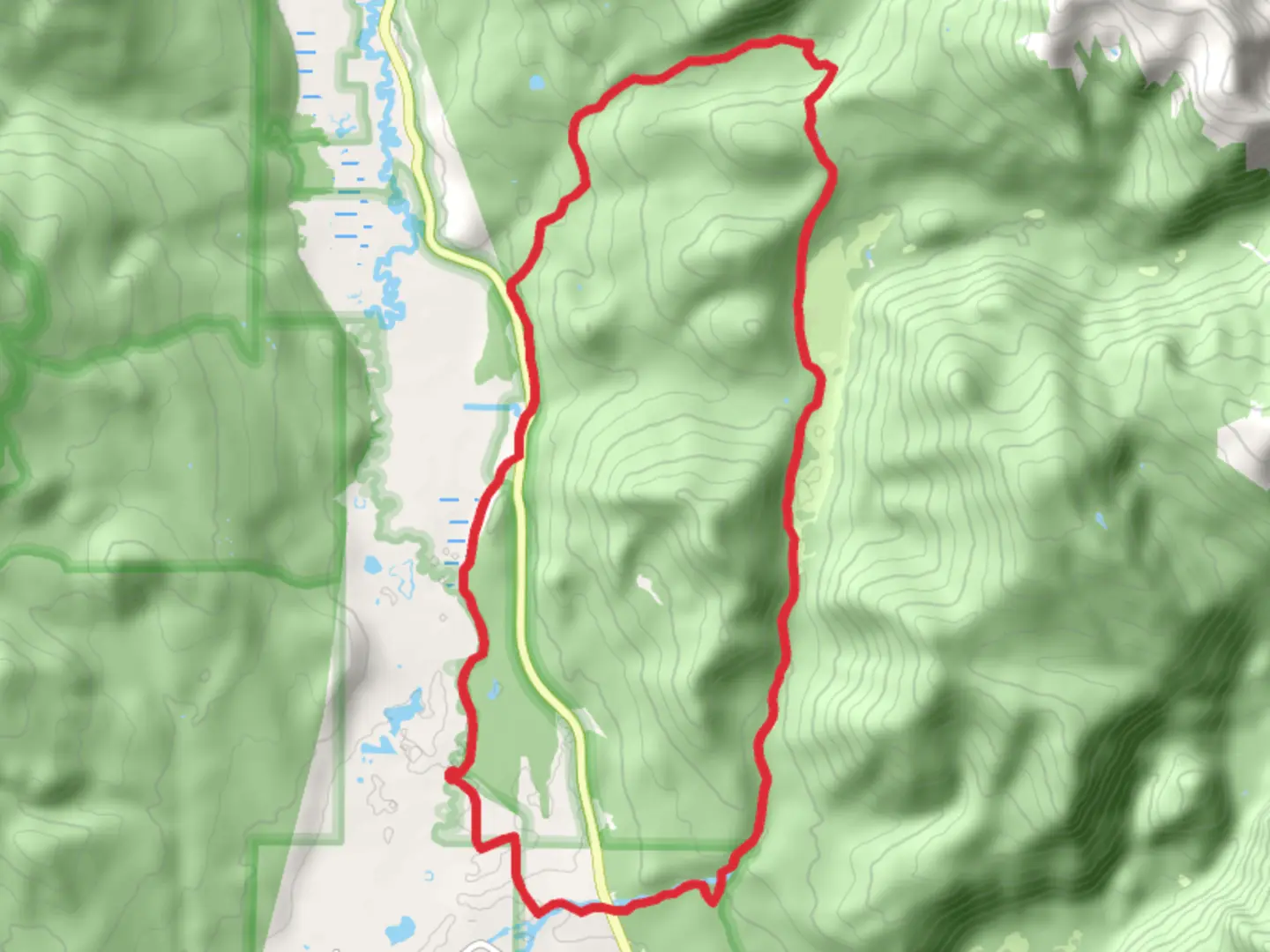 An image depicting the trail Onahu Creek, CDT and Tonahutu Creek Trail Loop and its surrounding area.