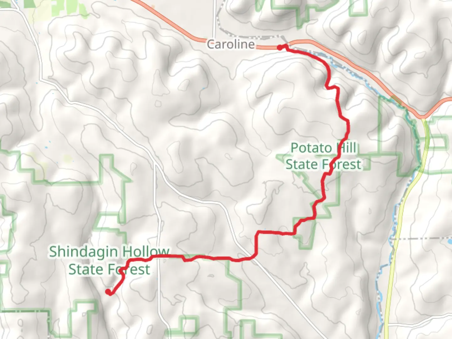 An image depicting the trail From Slaterville Road to Shindagin Hollow Road via NCT and its surrounding area.
