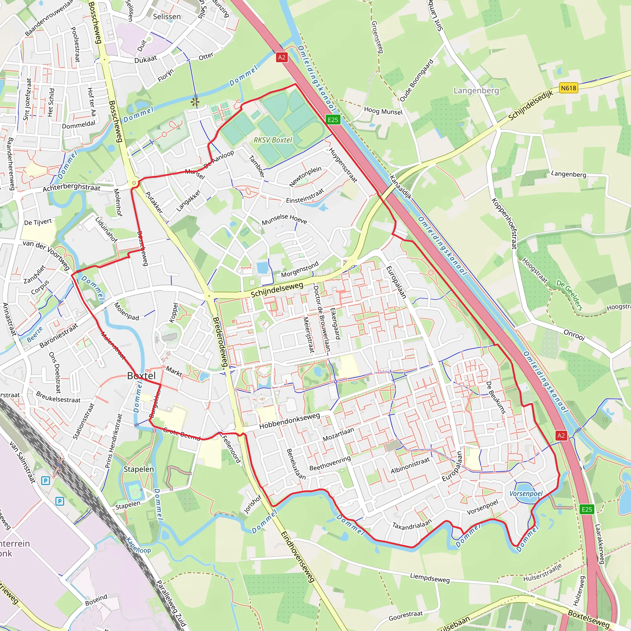 Dommel and Vorsenpoel via De Lange and Molenweide mobile static map