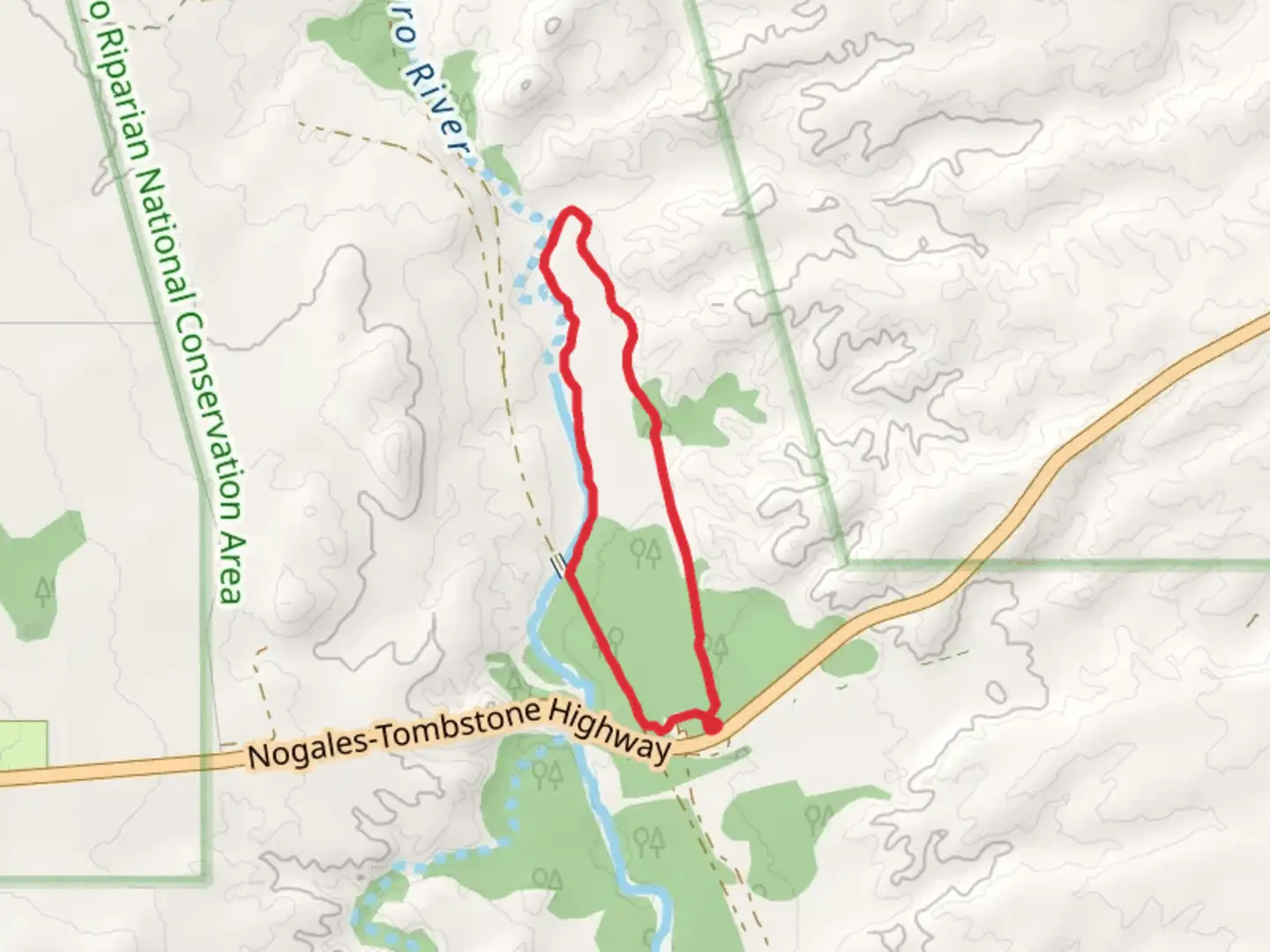 An image depicting the trail San Pedro Trail and River Loop Trail and its surrounding area.