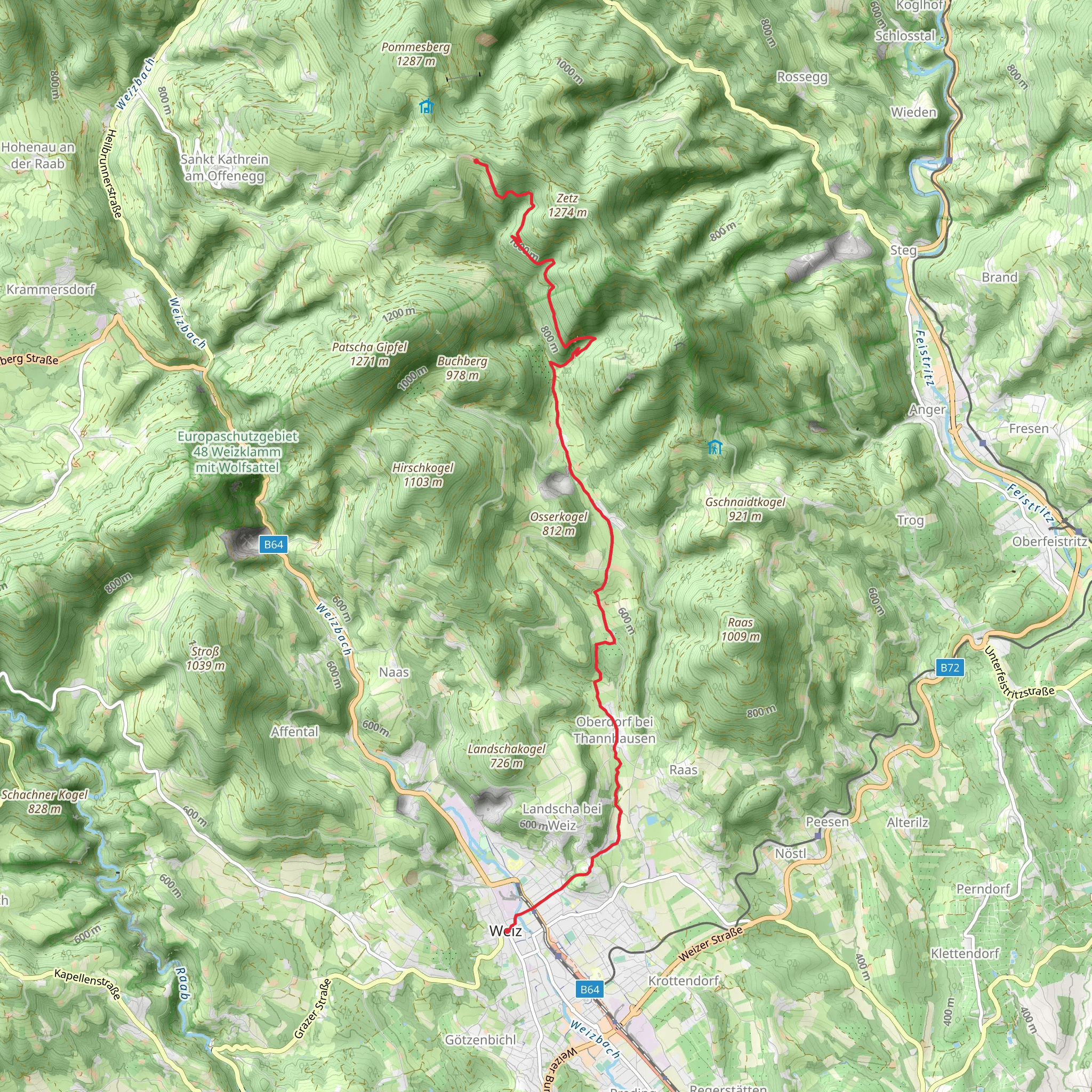 Weiz - Eibisberg above Ponigl mobile static map