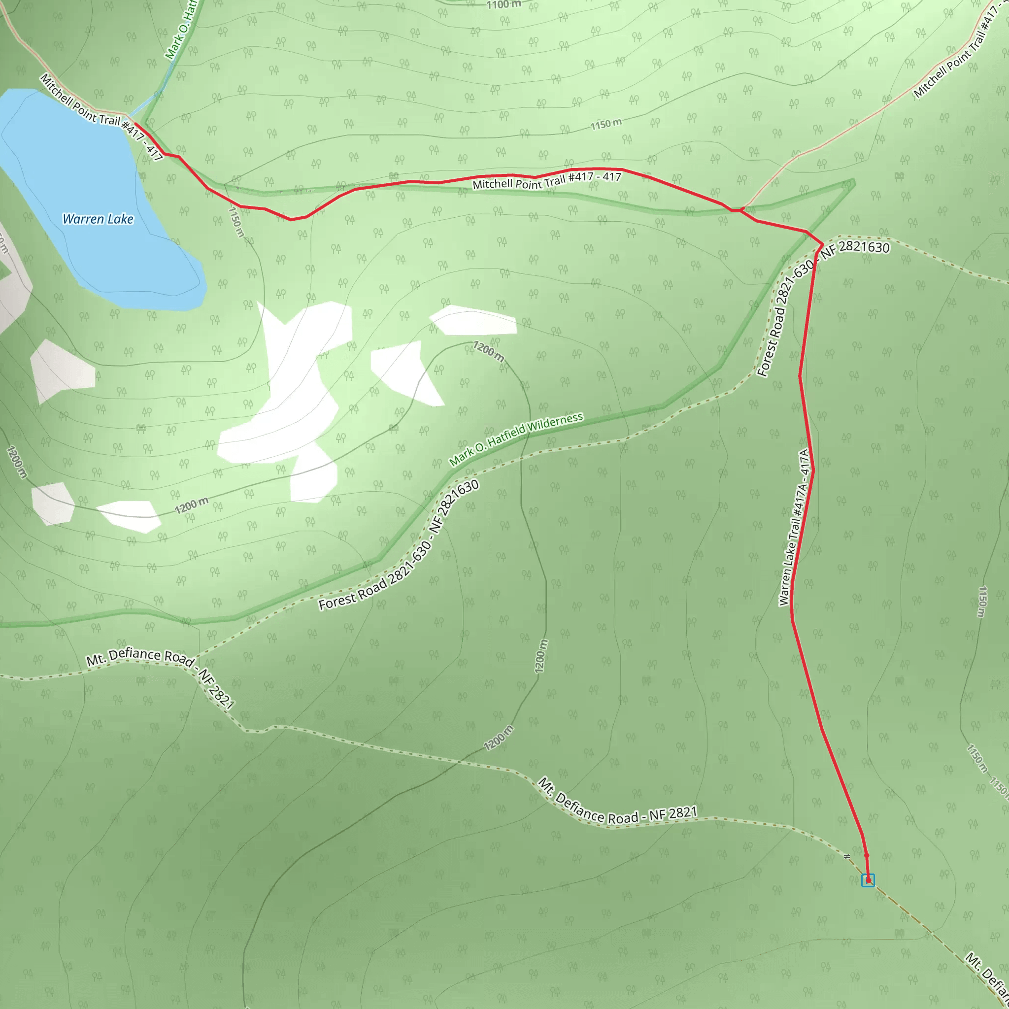Warren Lake Trail mobile static map