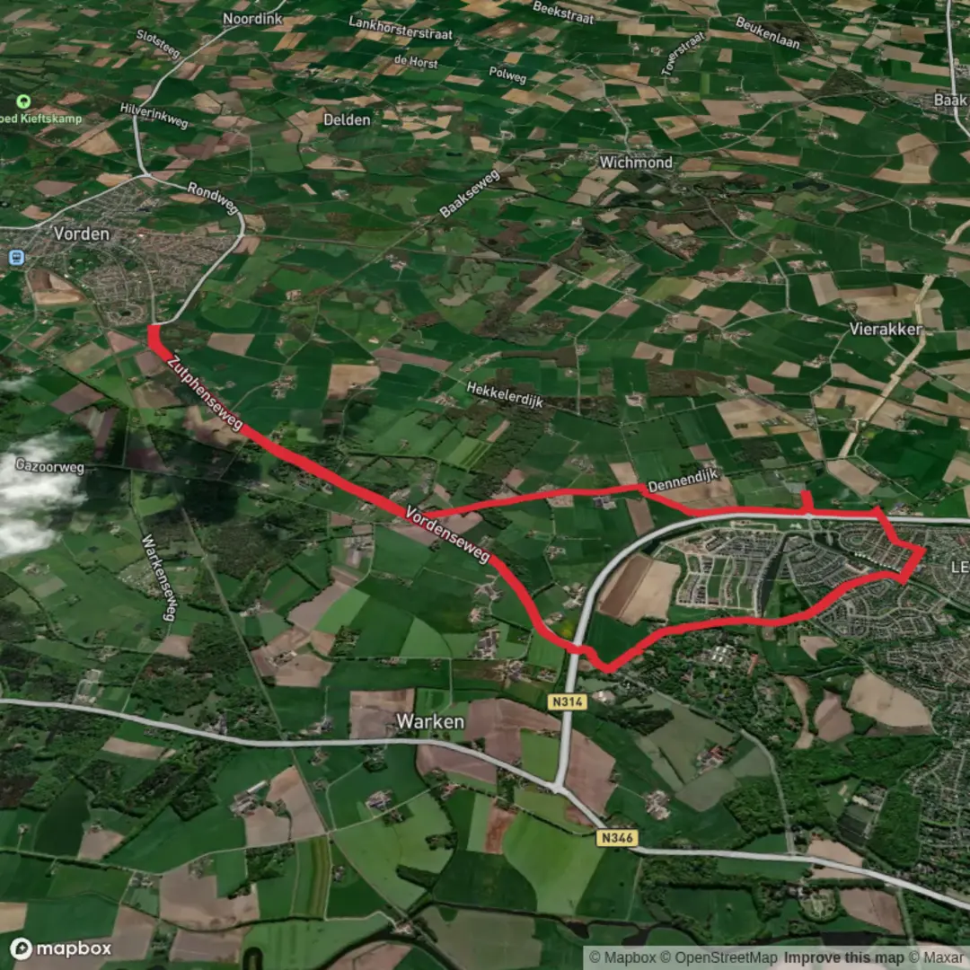 An image depicting the trail Kasteel Het Meyerink, T Selsham and Schouwbroeck Loop and its surrounding area.
