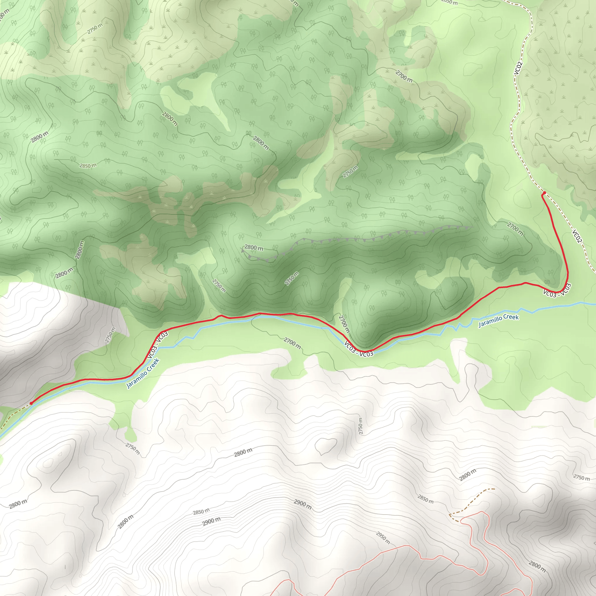 Jaramillo Creek Walk along mobile static map