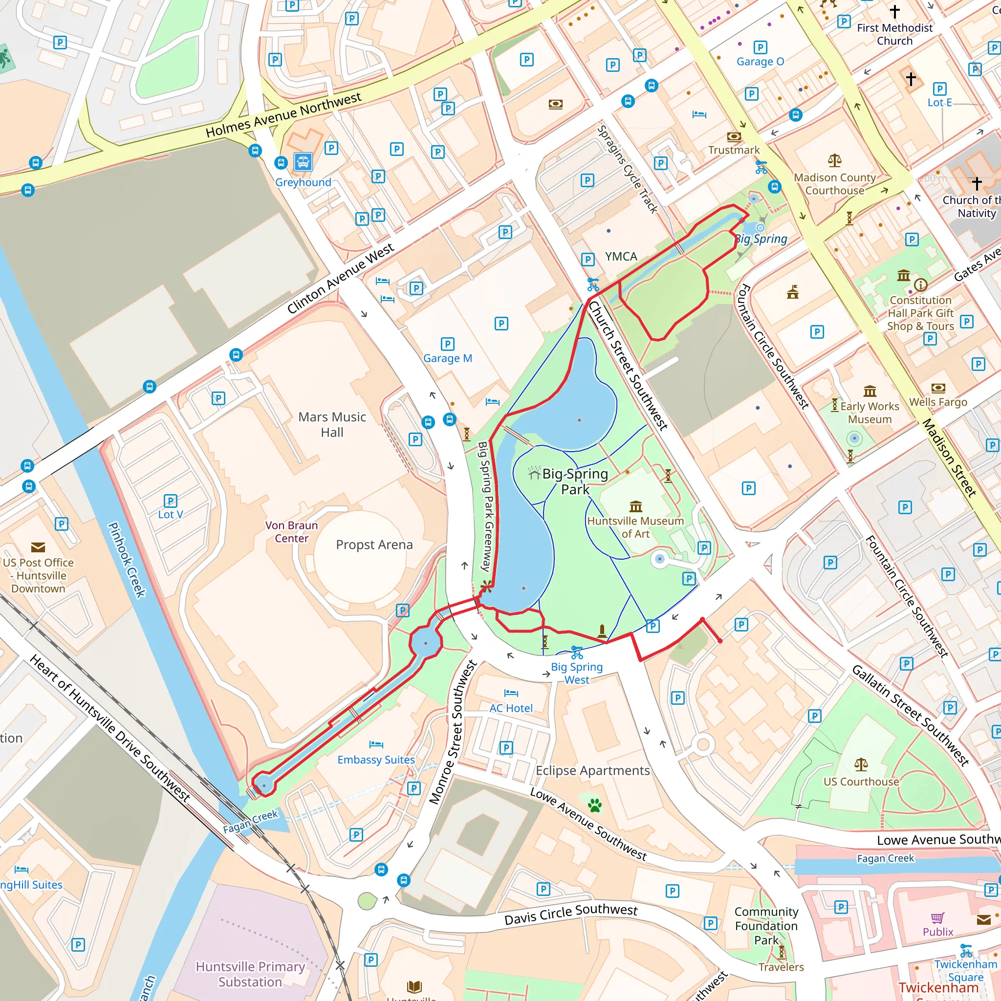 Big Spring Park Greenway mobile static map