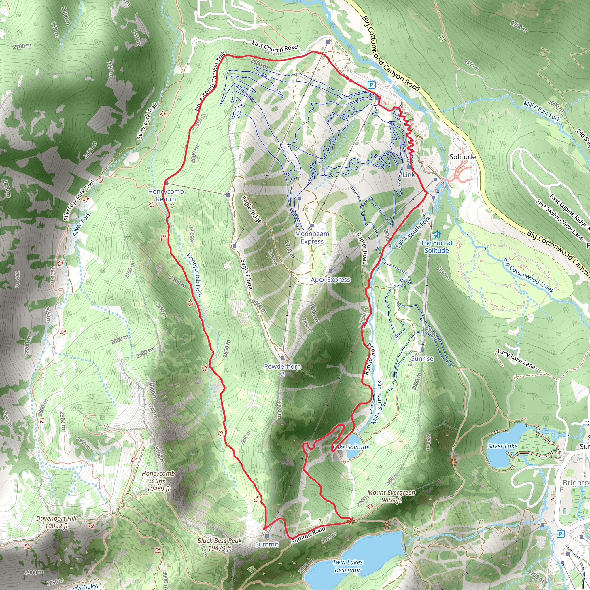 Honeycomb Fork Trail and Easy Out Trail mobile static map
