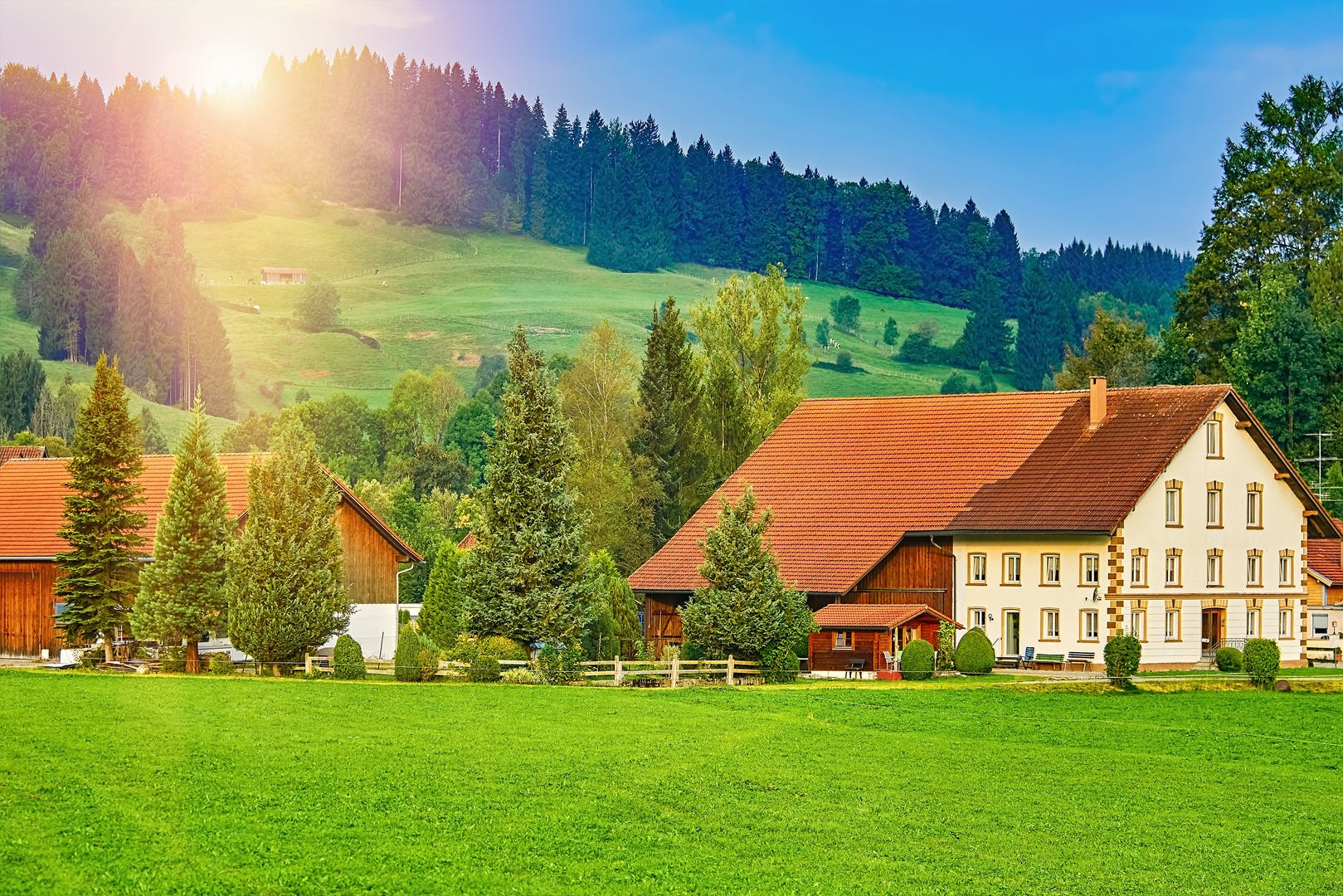 An image depicting the trail Wiesengänger-Route and its surrounding area.