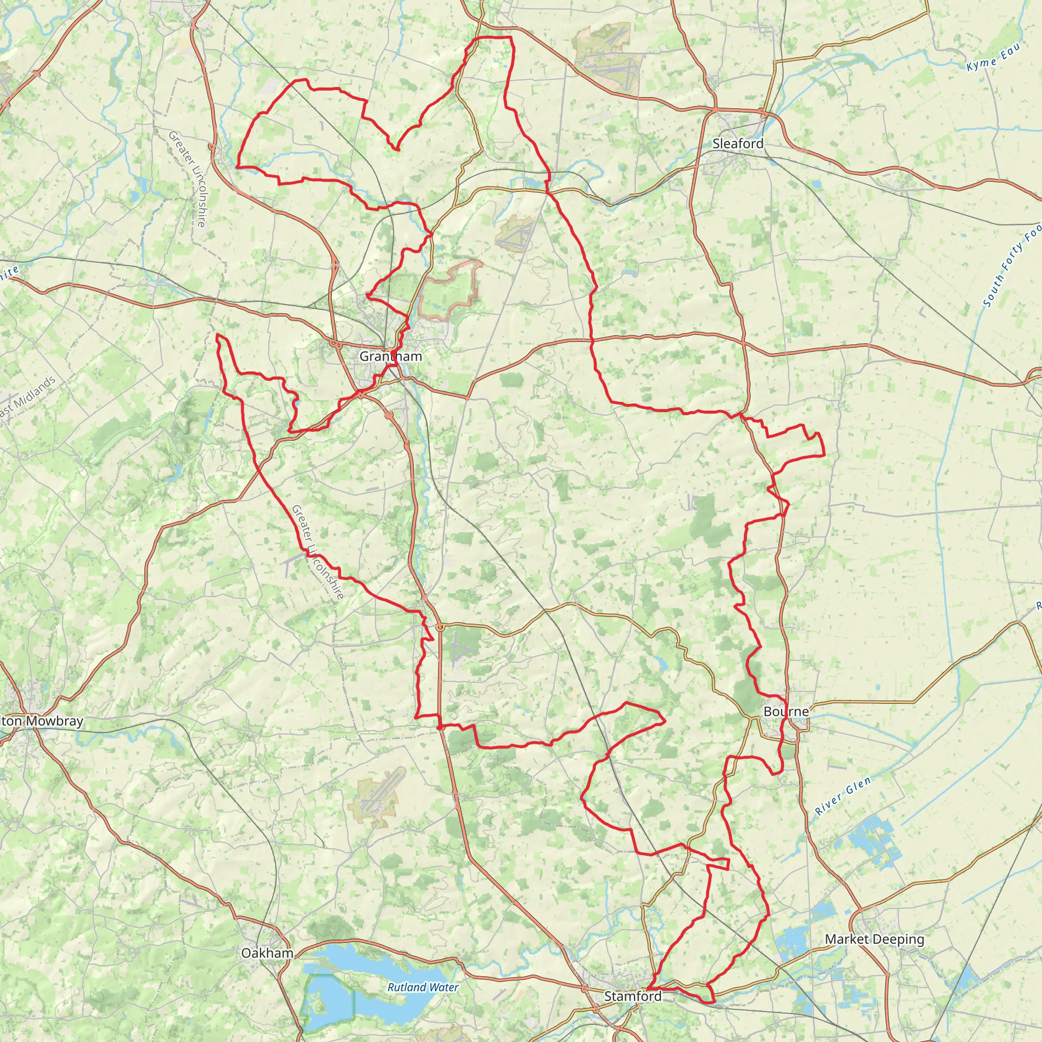 South Kesteven Loop from Grantham mobile static map