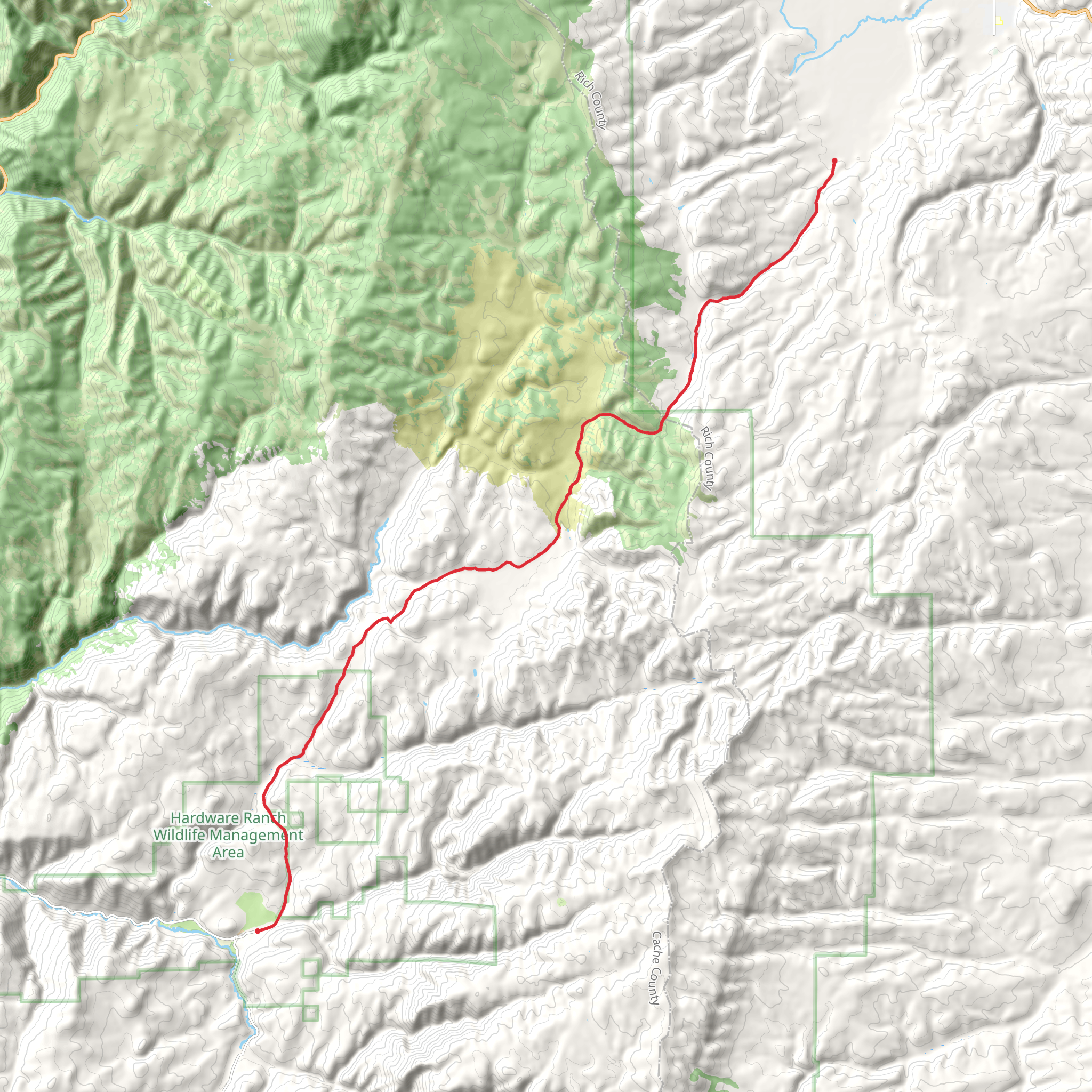 Cottonwood Canyon Road mobile static map