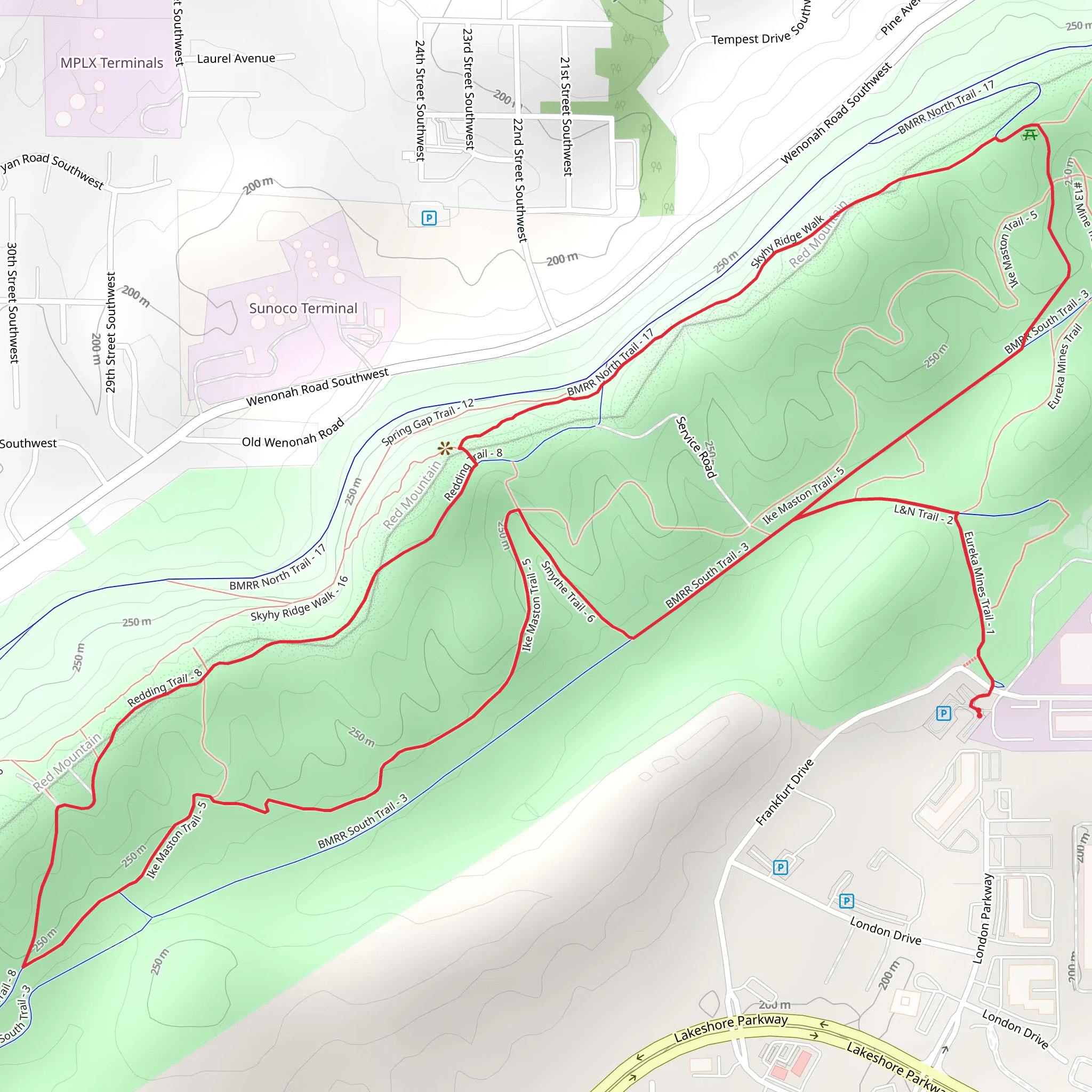Skyhy Ridge Walk and Ike Maston Trail Loop mobile static map