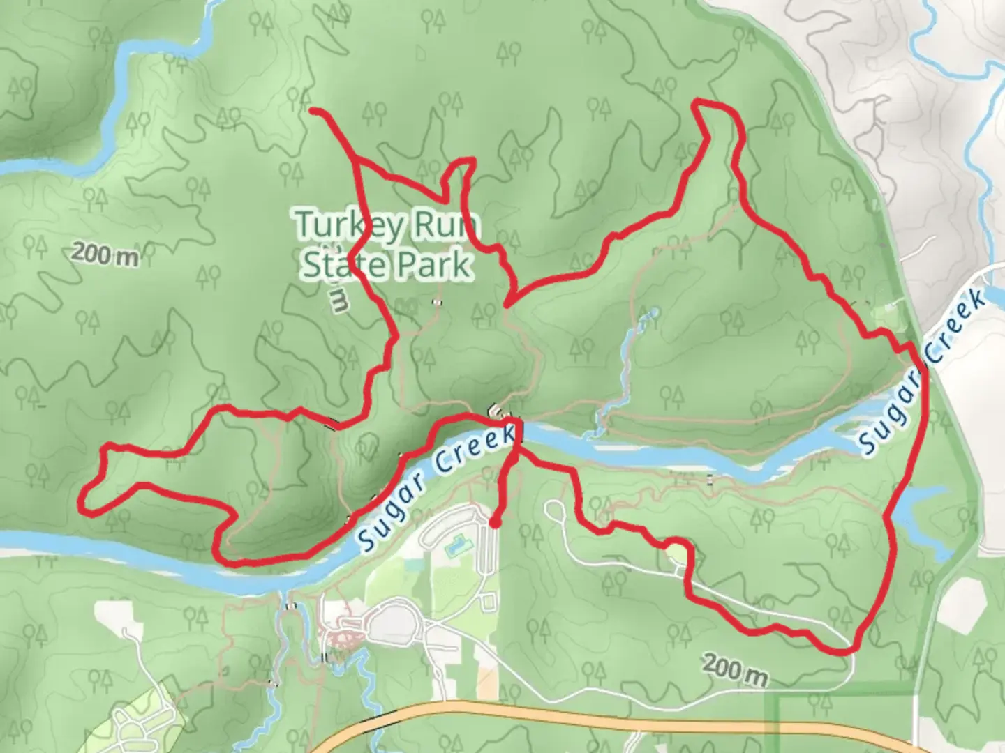 An image depicting the trail Sugar Creek Loop and its surrounding area.