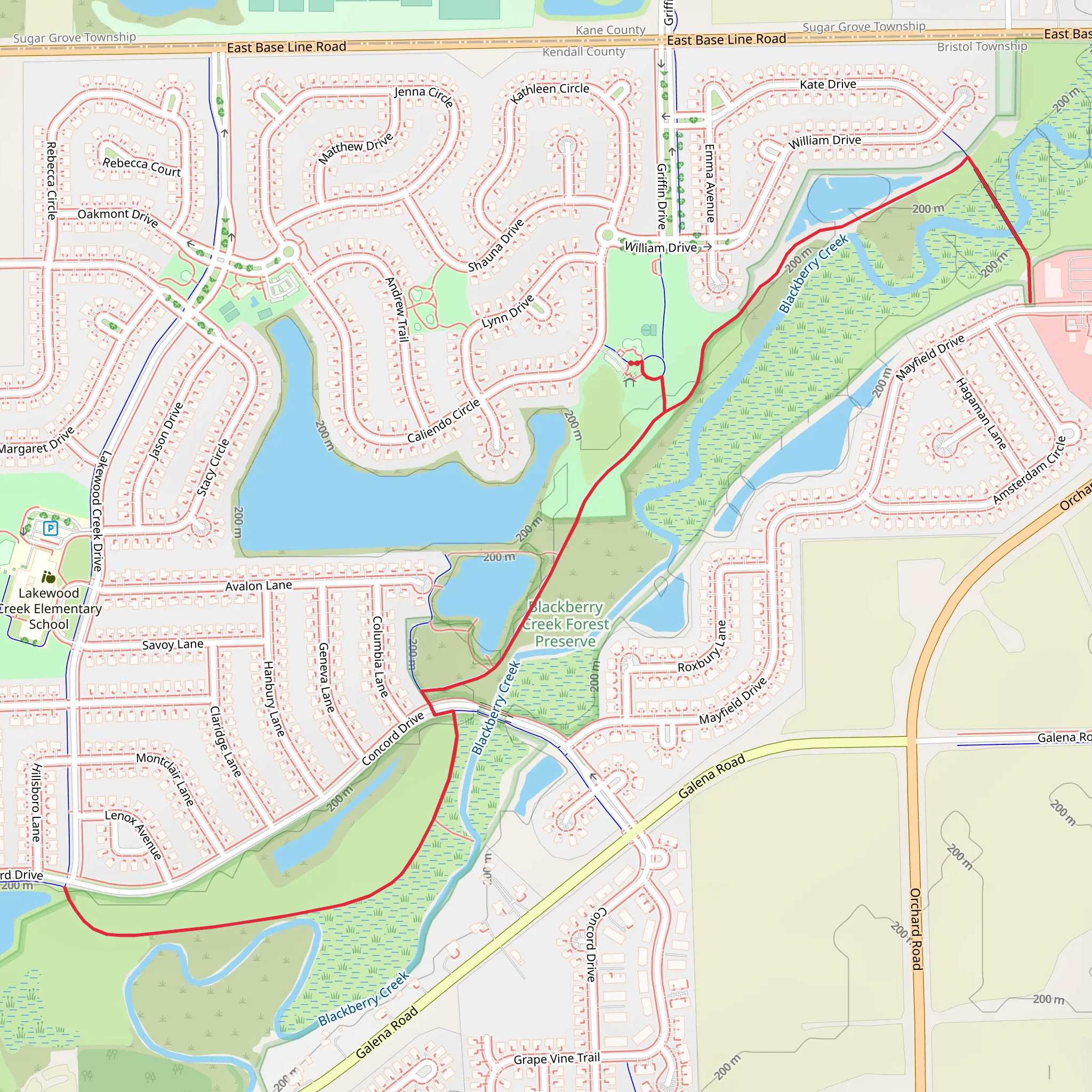 Blackberry Creek and Park Walk mobile static map