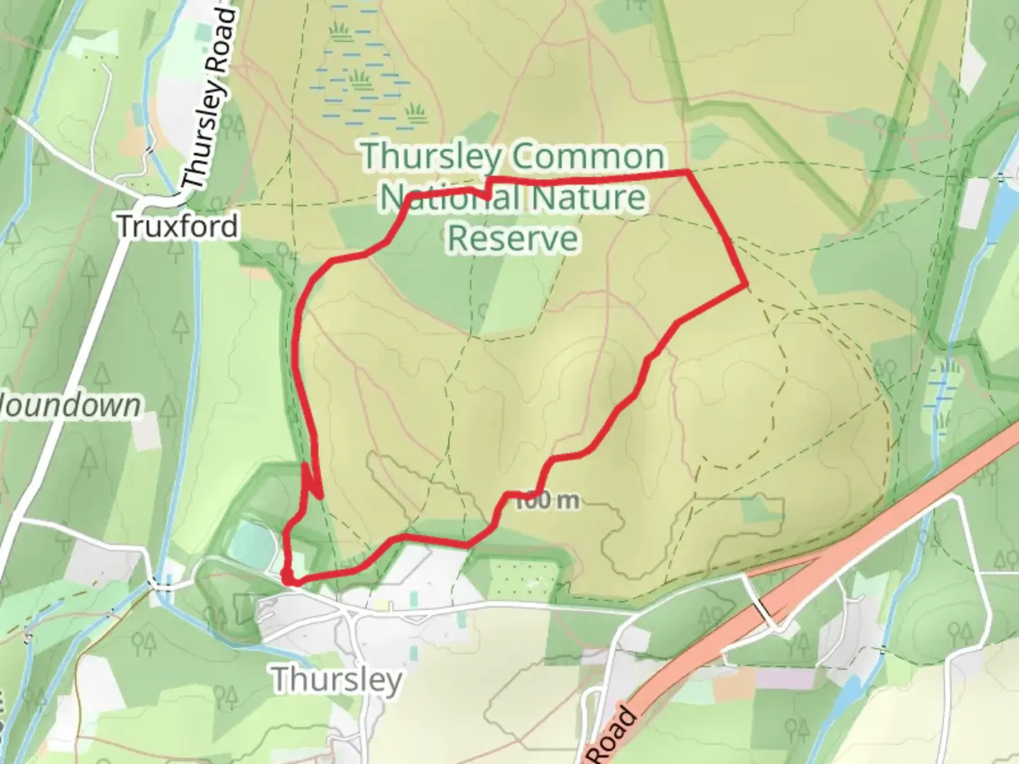 An image depicting the trail Thursley Common National Nature Reserve Loop and its surrounding area.