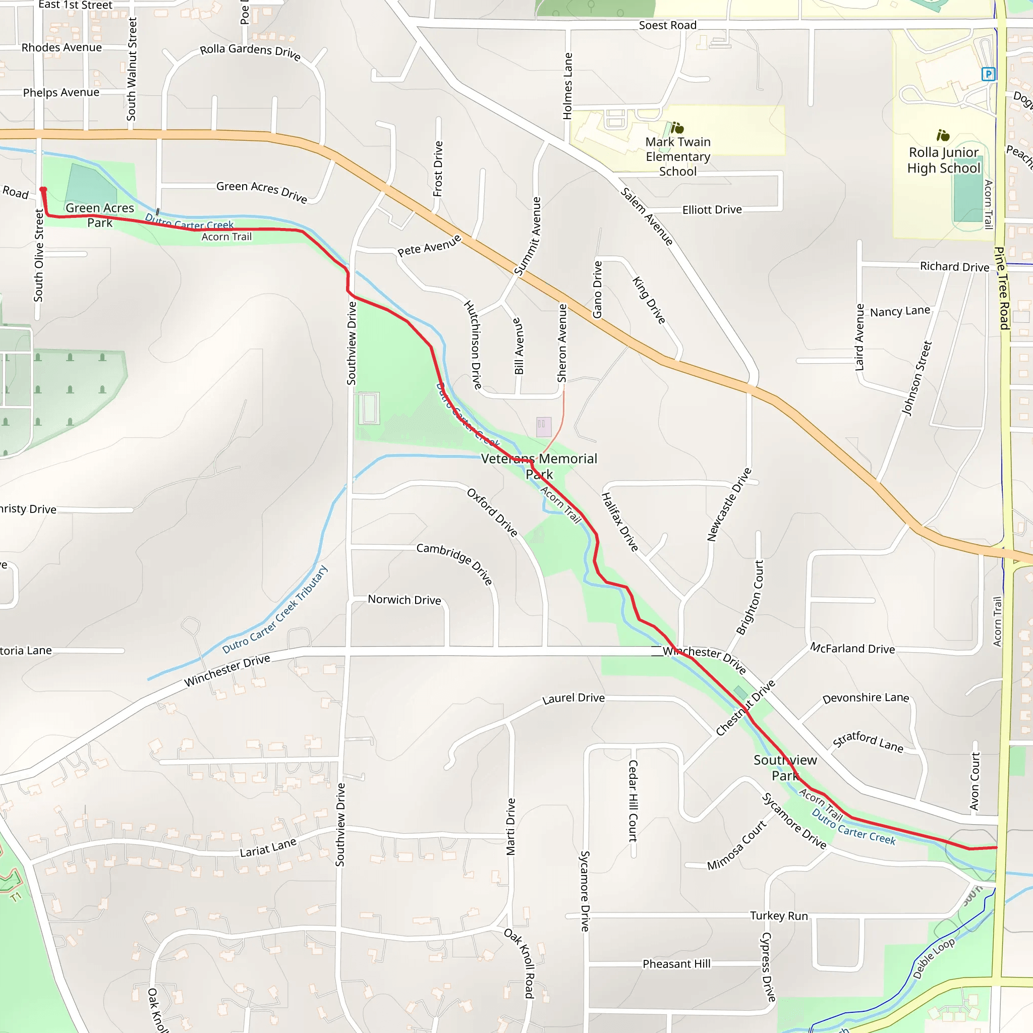 Acorn Trail mobile static map