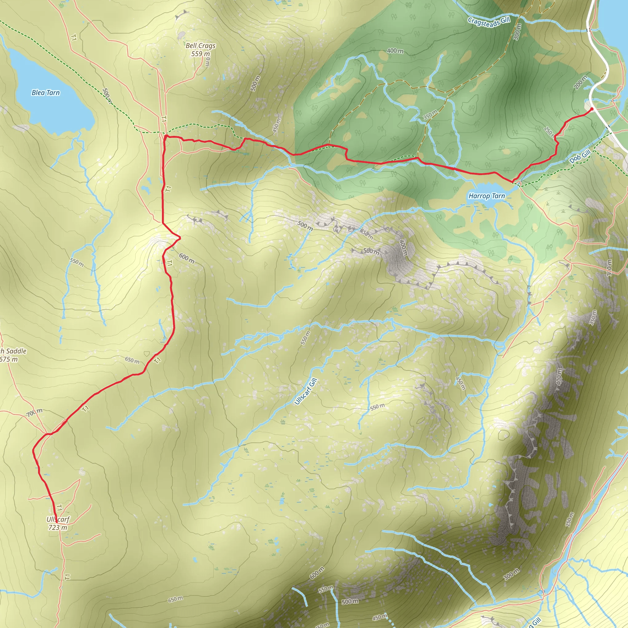 Ullscarf Walk via Thirlmere mobile static map