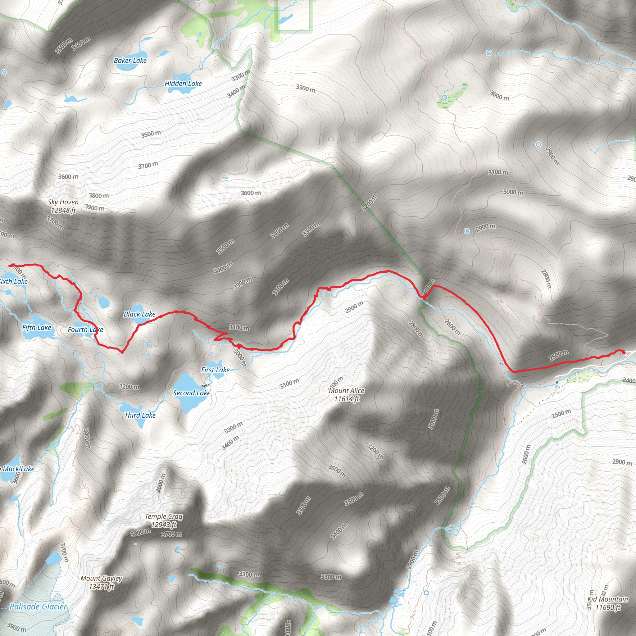 North Fork Big Pine Creek Trail mobile static map