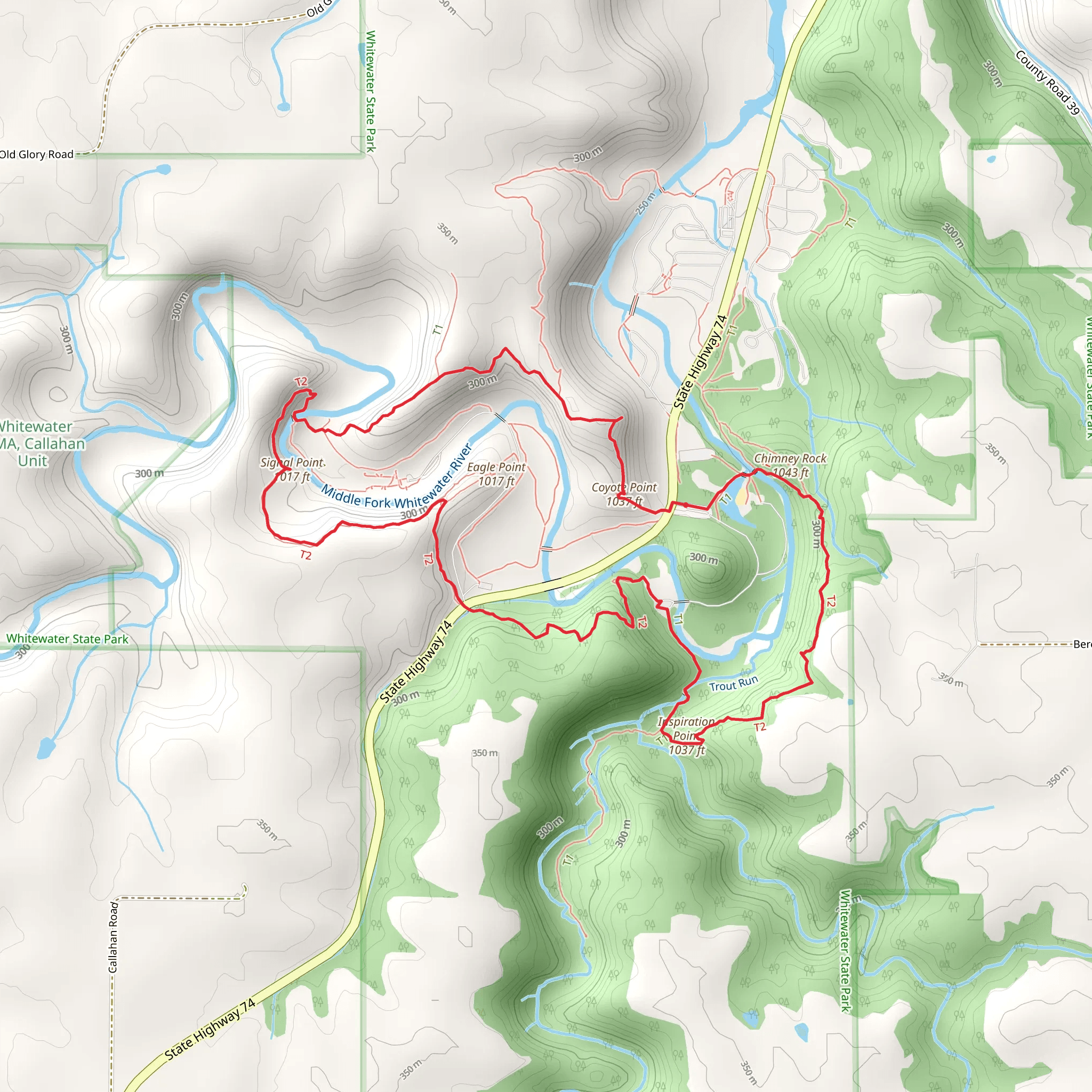 Signal Point, Inspiration Point and Chimney Rock Loop mobile static map