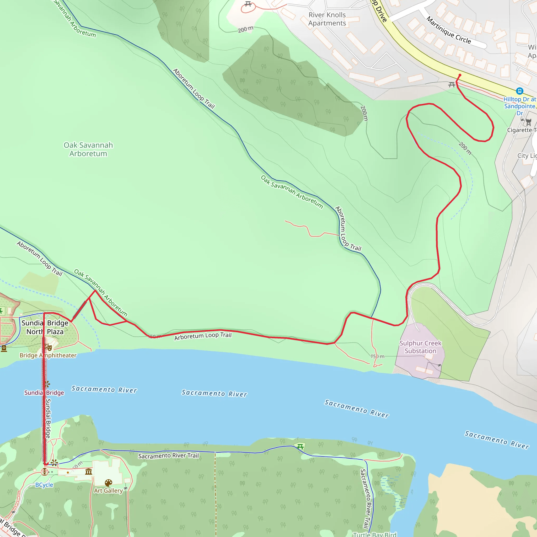 Sundial Bridge from Hilltop Drive mobile static map