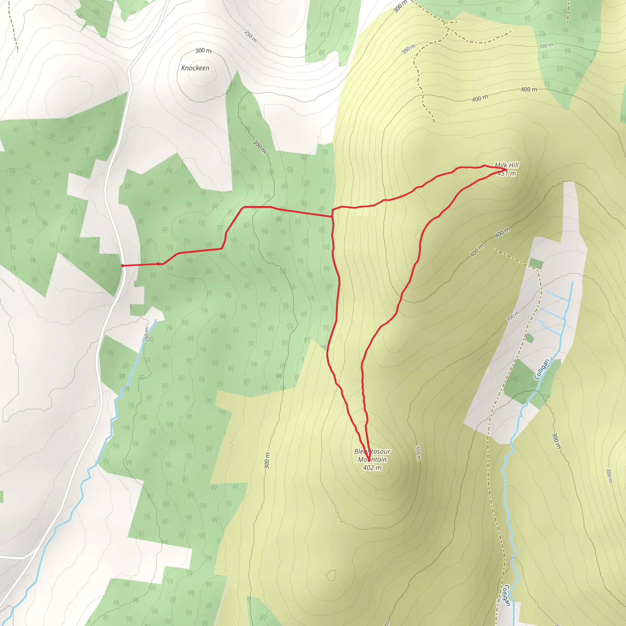 Bleantasour Mountain and Milk Hill mobile static map