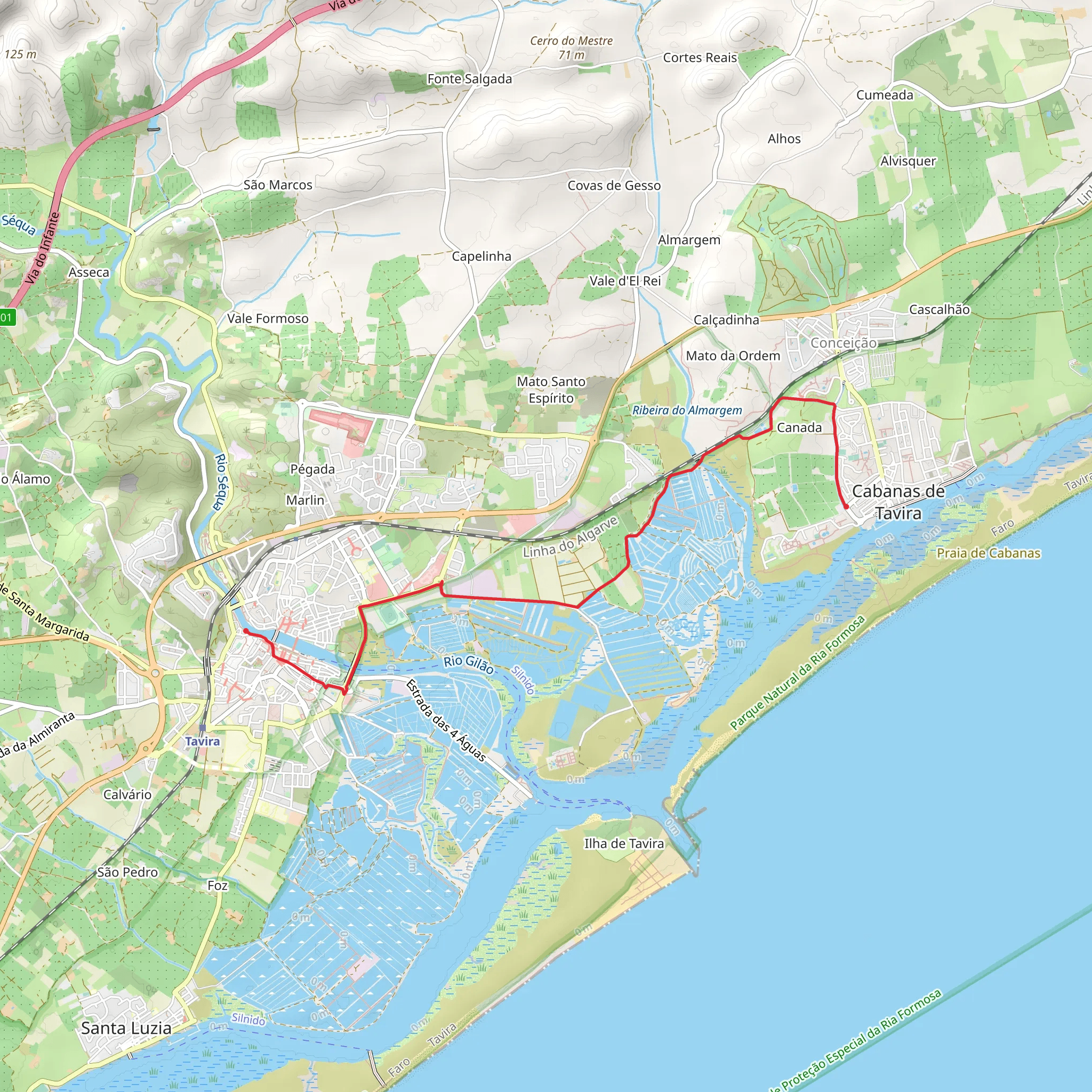 Hike from Tavira mobile static map