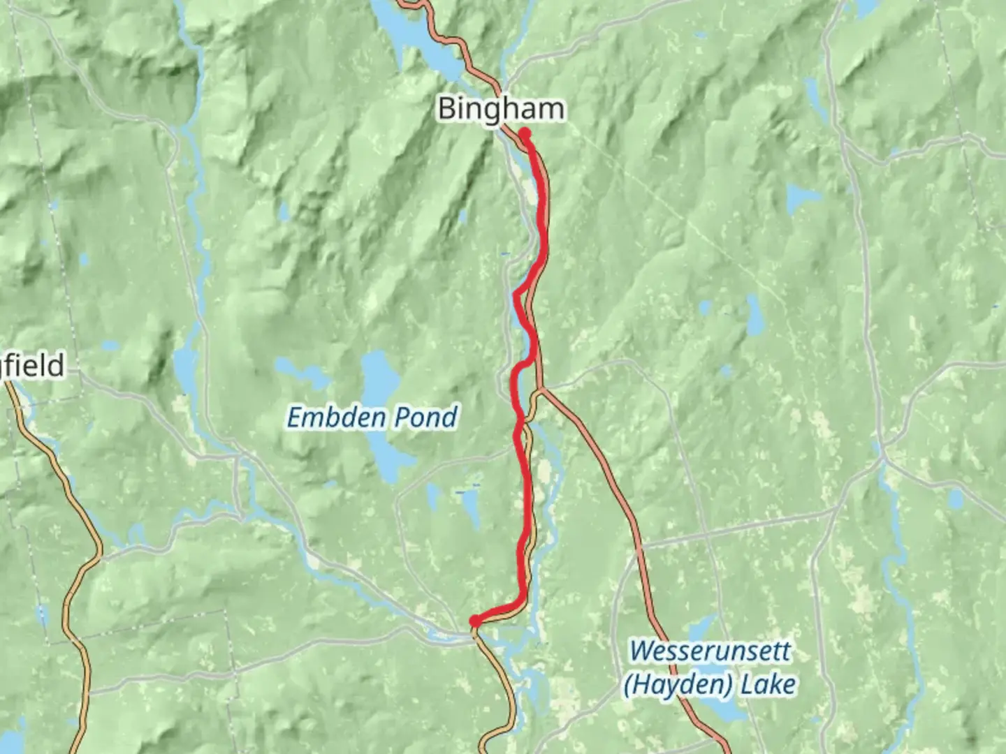 An image depicting the trail Kennebec Reservoir and its surrounding area.
