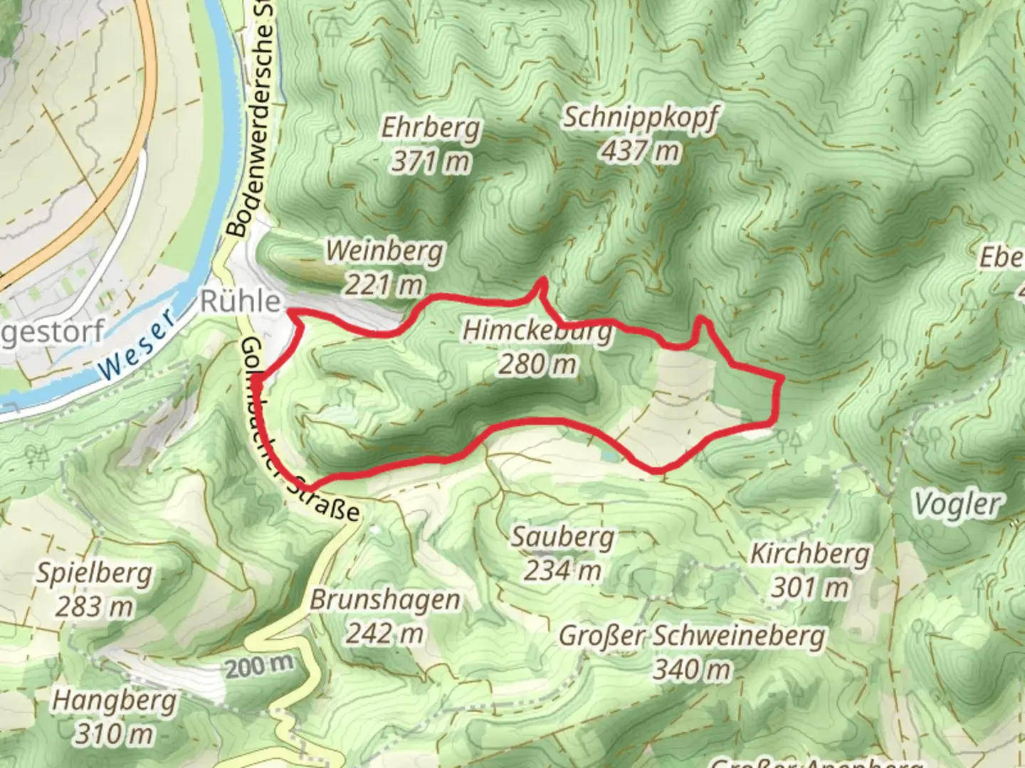 An image depicting the trail Rühle Loop and its surrounding area.