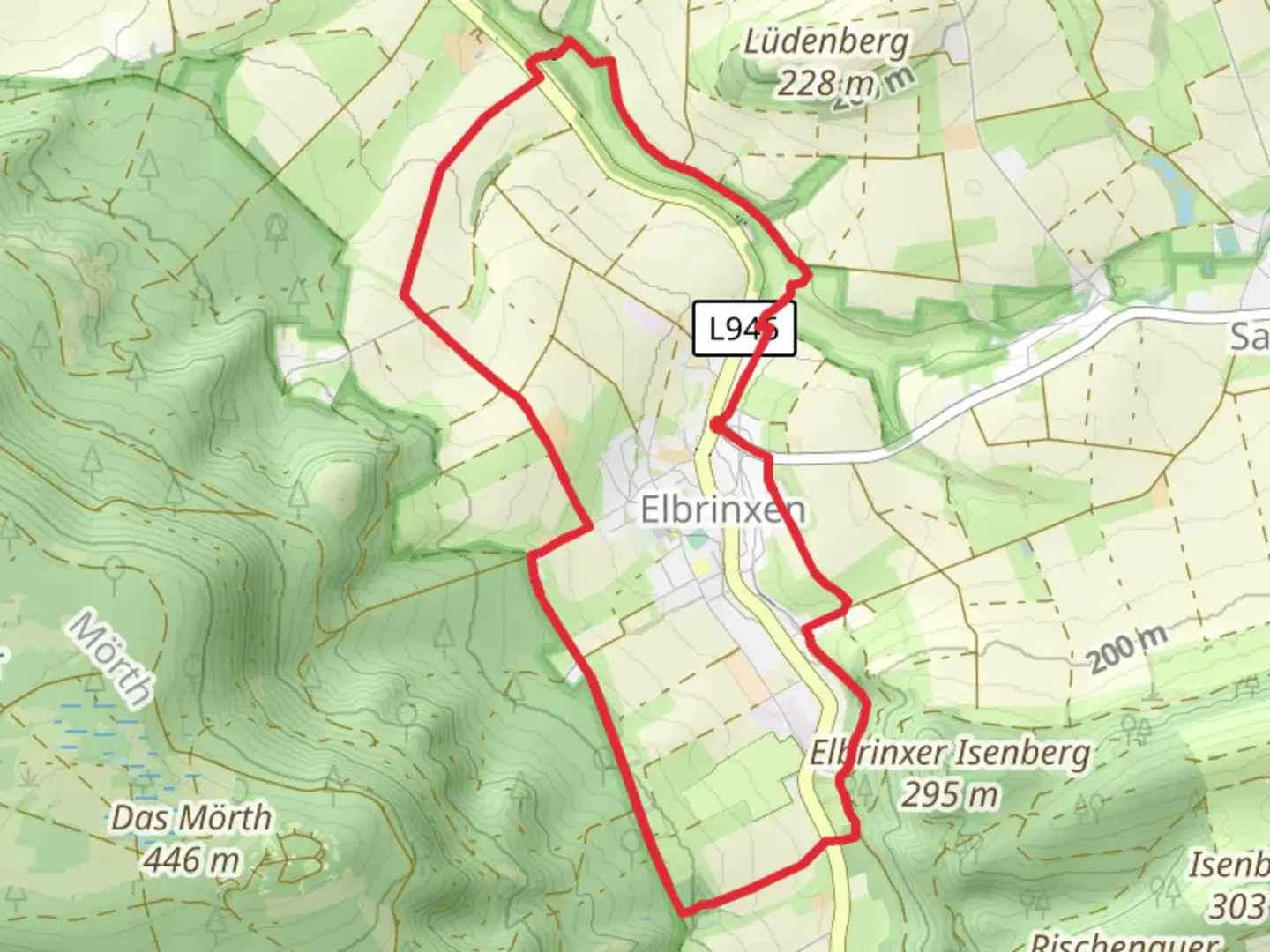 An image depicting the trail Rundweg um Elbrinxen and its surrounding area.