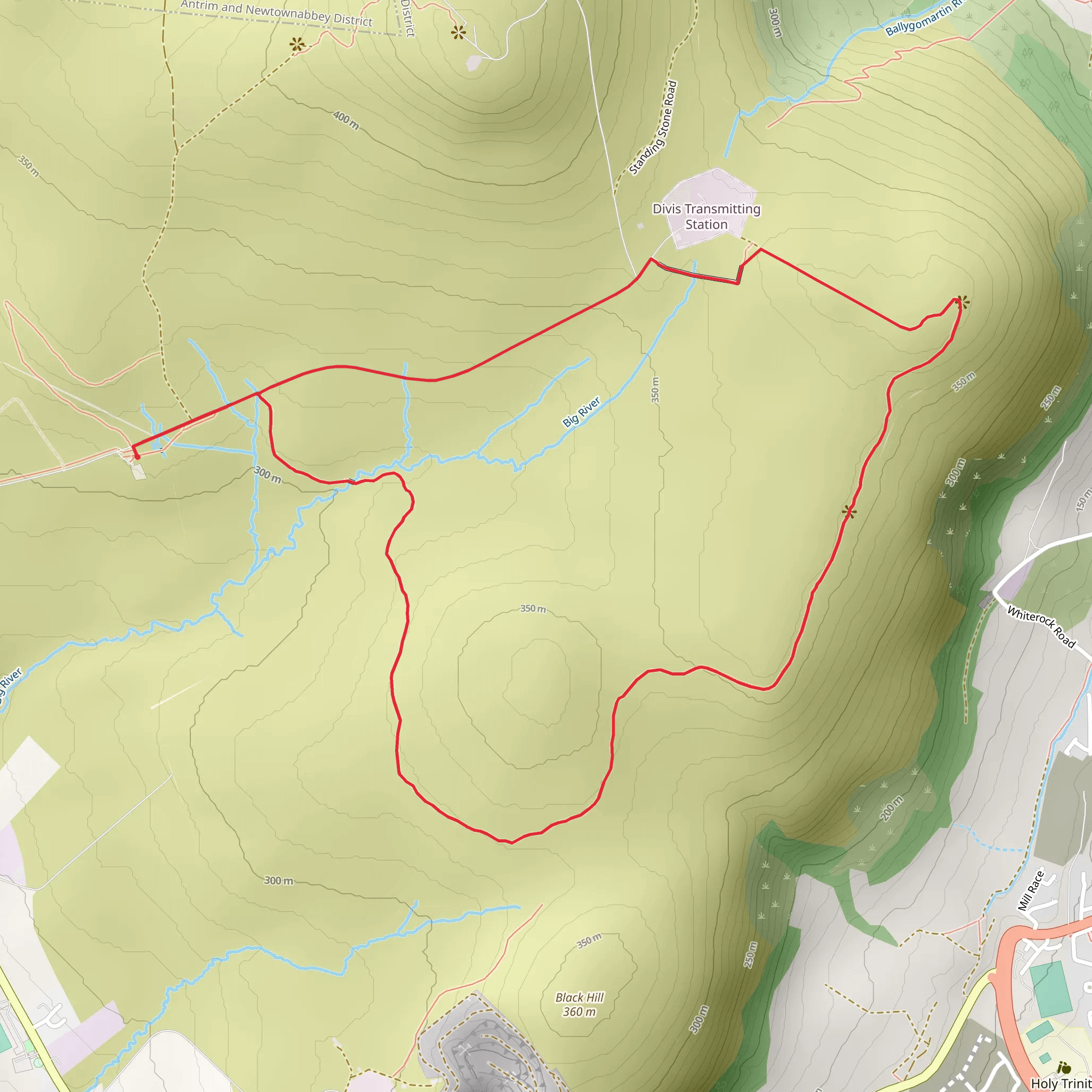 Divis Ridge Trail mobile static map