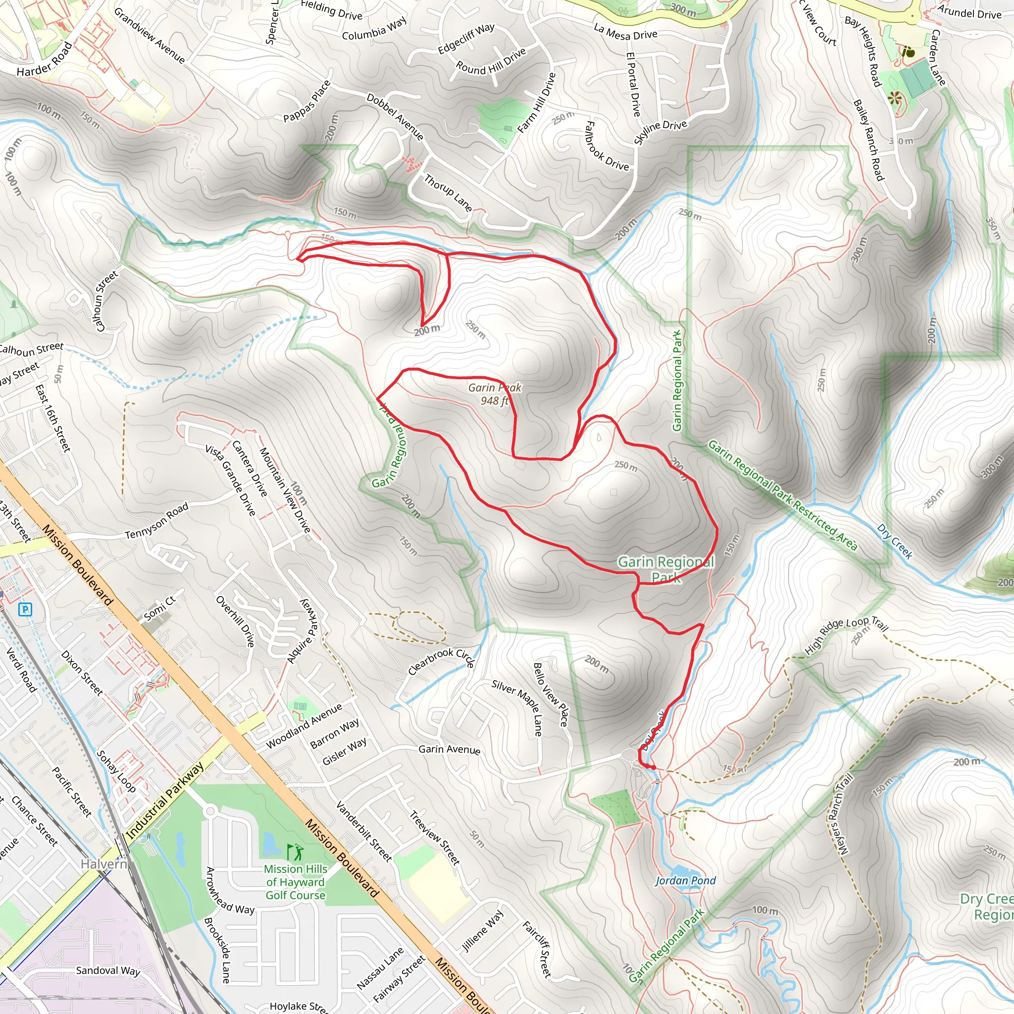 Arroyo Flats Group Camp via Garin Woods Trail and Vista Peak Loop Trail mobile static map