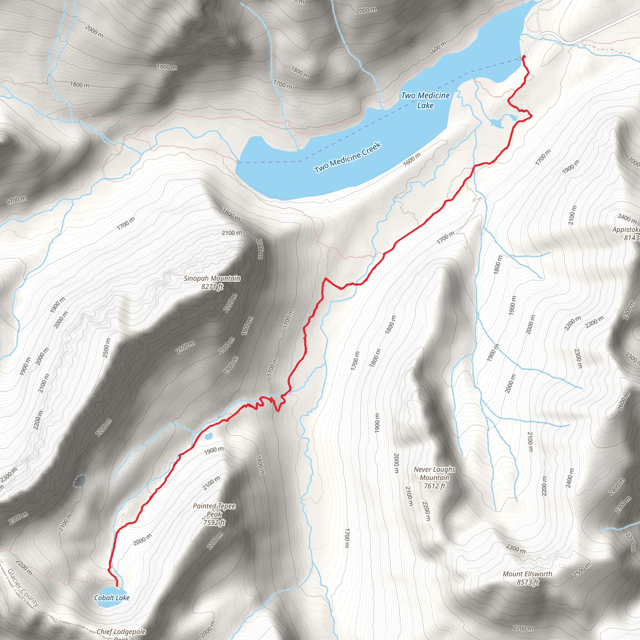 Cobalt Lake via Two Medicine South Shore mobile static map