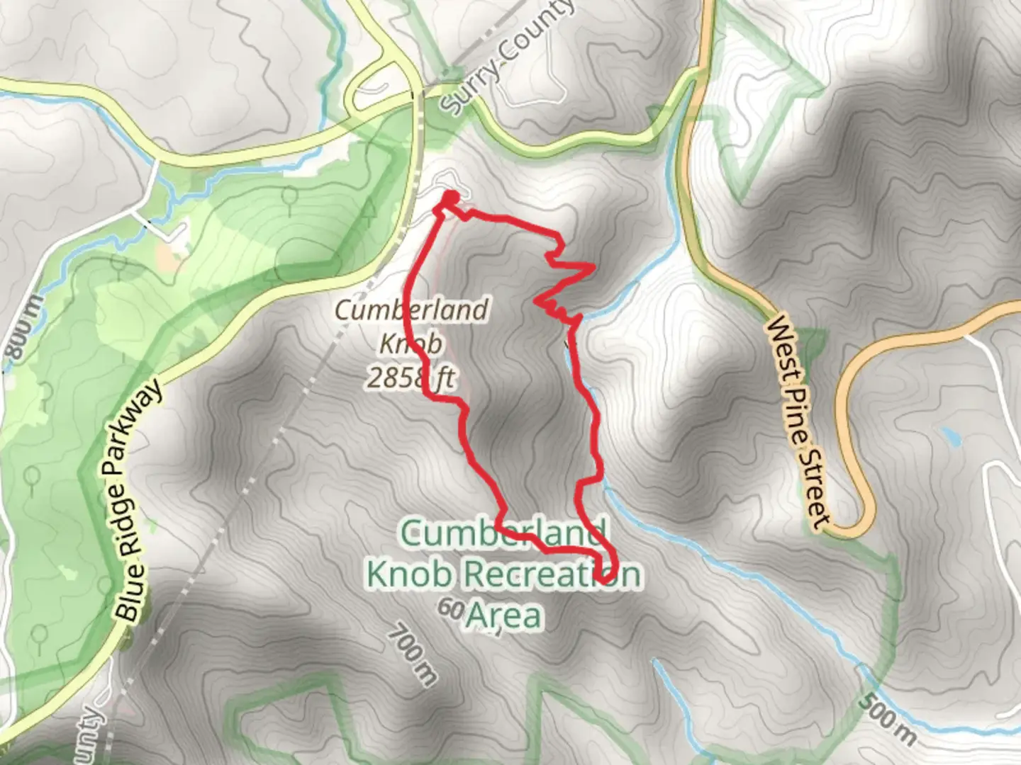 An image depicting the trail Cumberland Knob Loop and its surrounding area.